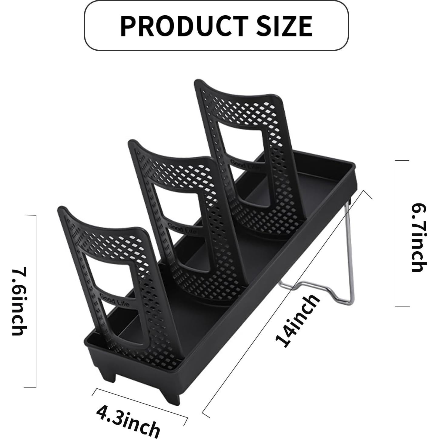 Soporte para Tazas Chris.W, Organizador Desmontable 3 Compartimentos Negro