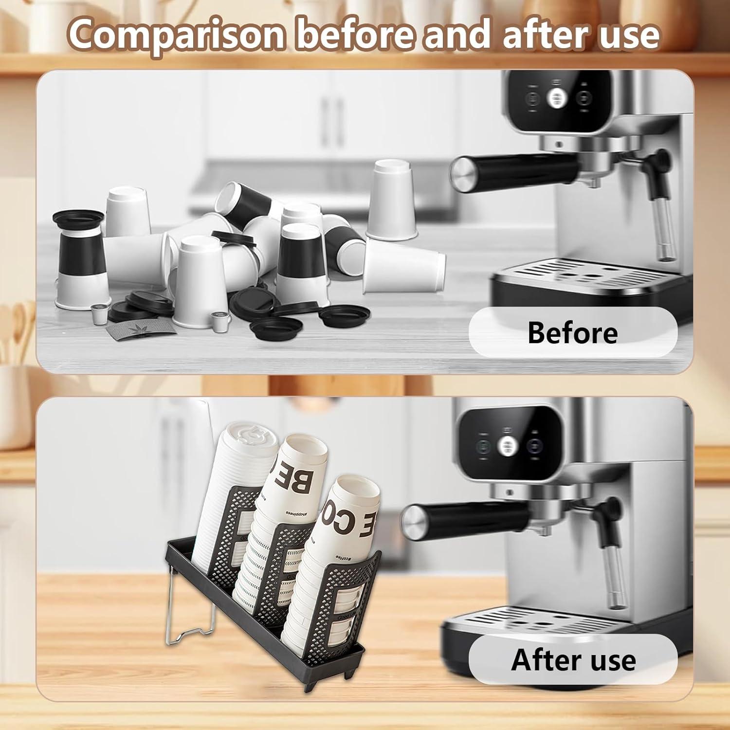 Soporte para Tazas Chris.W, Organizador Desmontable 3 Compartimentos Negro