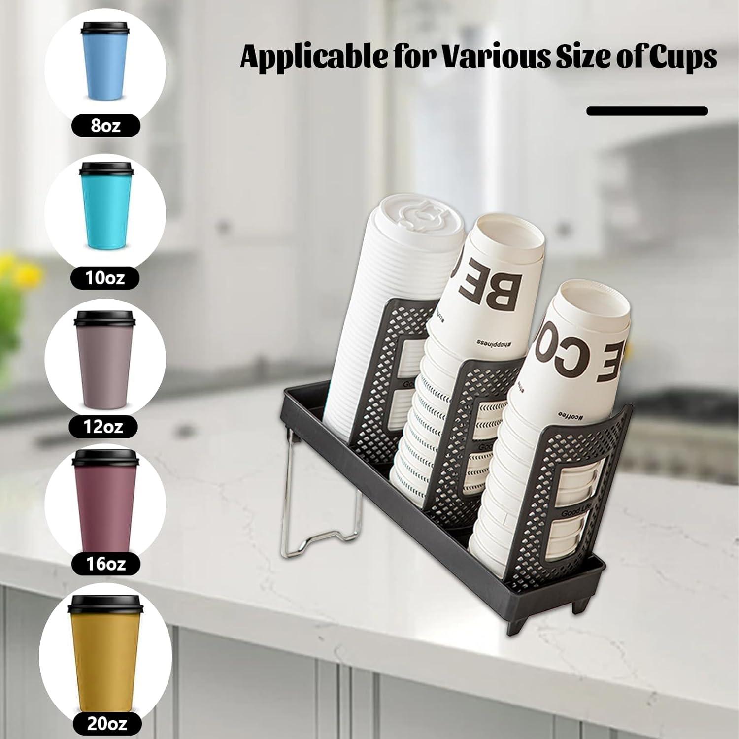 Soporte para Tazas Chris.W, Organizador Desmontable 3 Compartimentos Negro