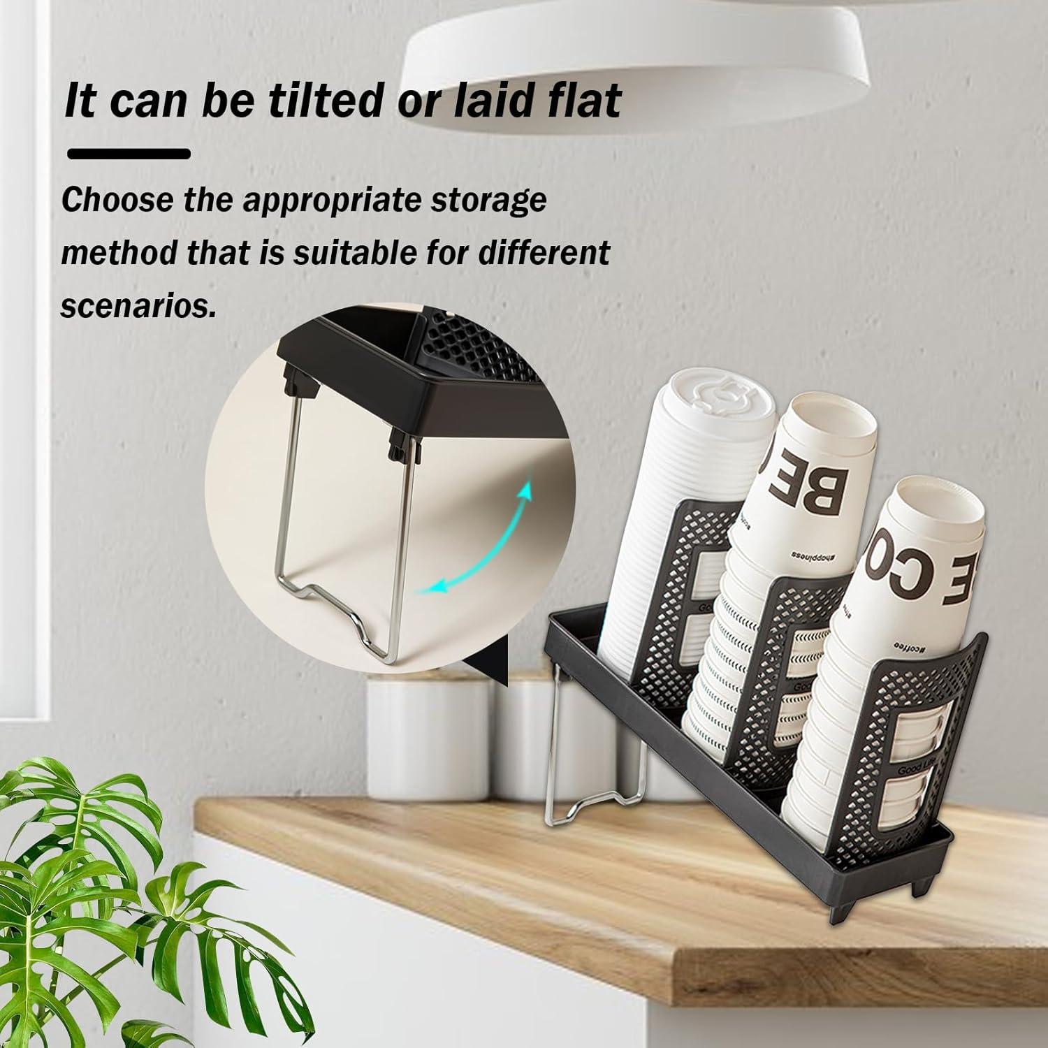 Soporte para Tazas Chris.W, Organizador Desmontable 3 Compartimentos Negro