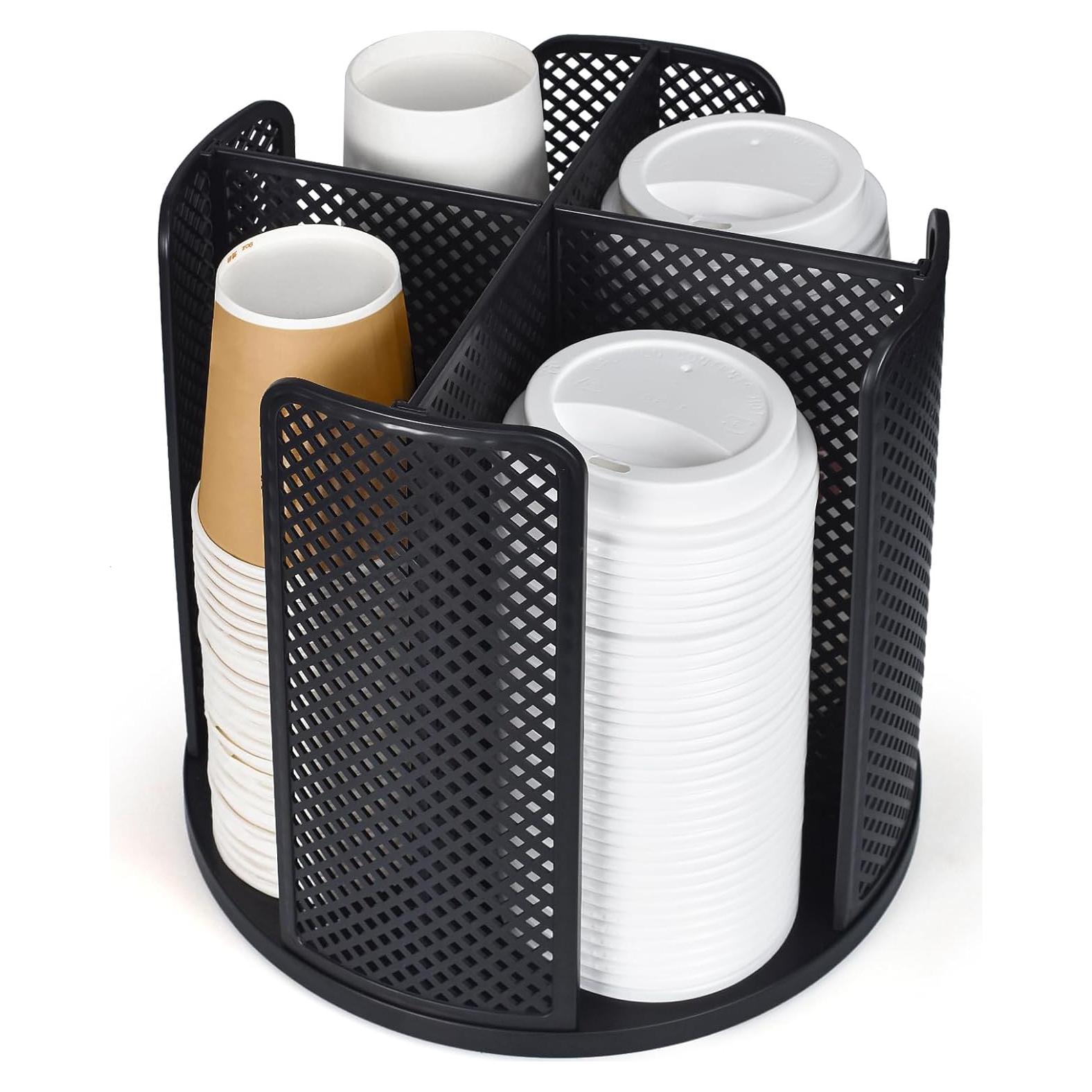 Organizador de Tazas y Tapas EOFJRUC 4 Compartimentos Negro