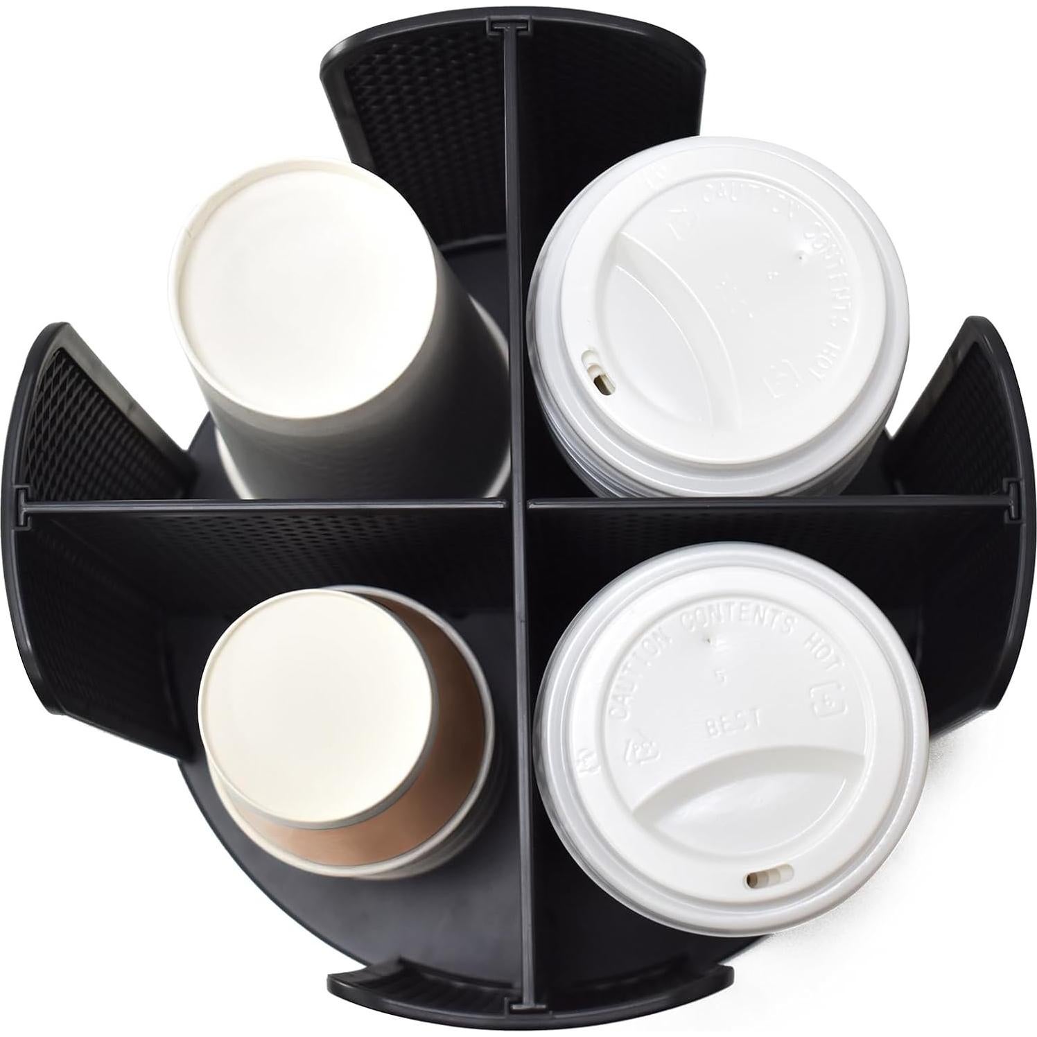 Organizador de Tazas y Tapas EOFJRUC 4 Compartimentos Negro