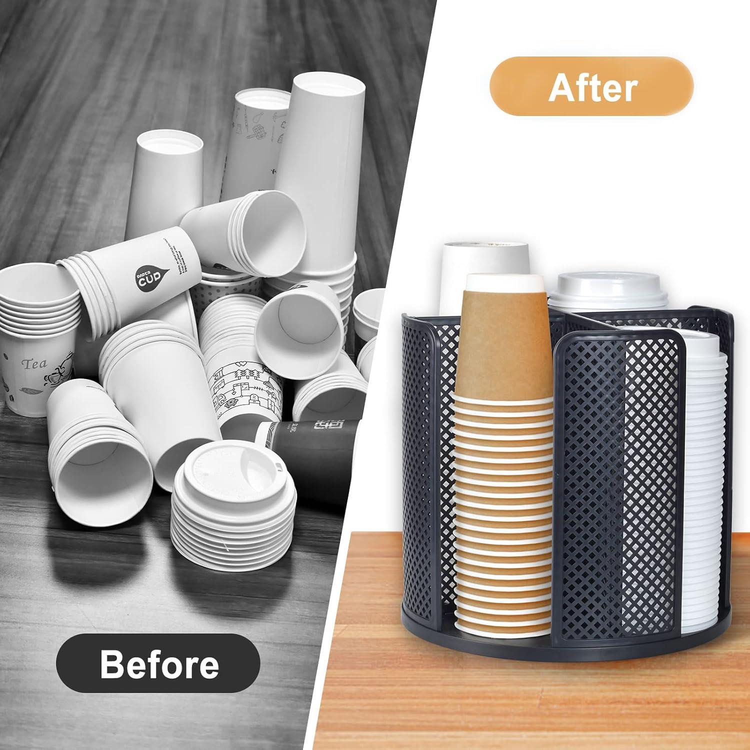 Organizador de Tazas y Tapas EOFJRUC 4 Compartimentos Negro