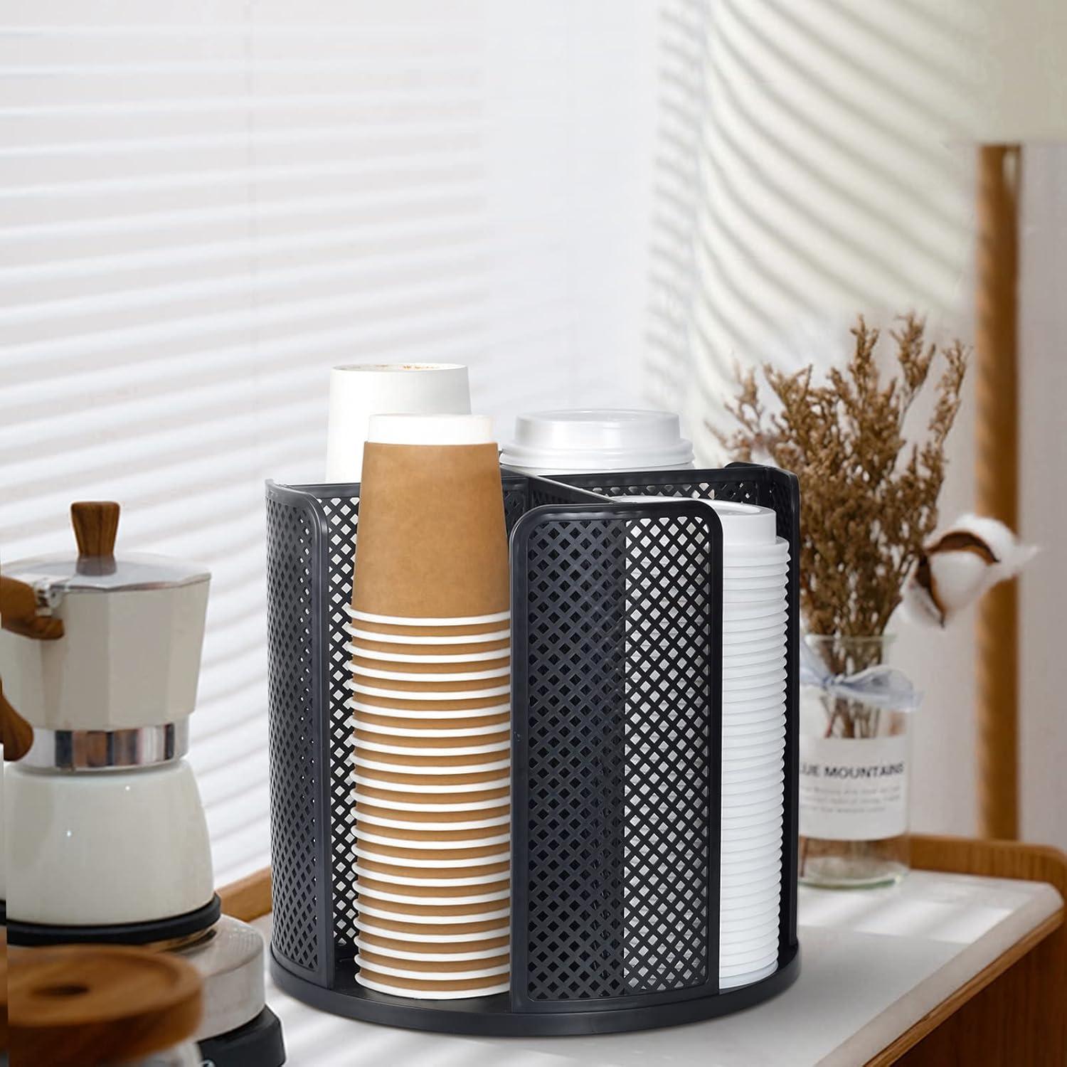 Organizador de Tazas y Tapas EOFJRUC 4 Compartimentos Negro