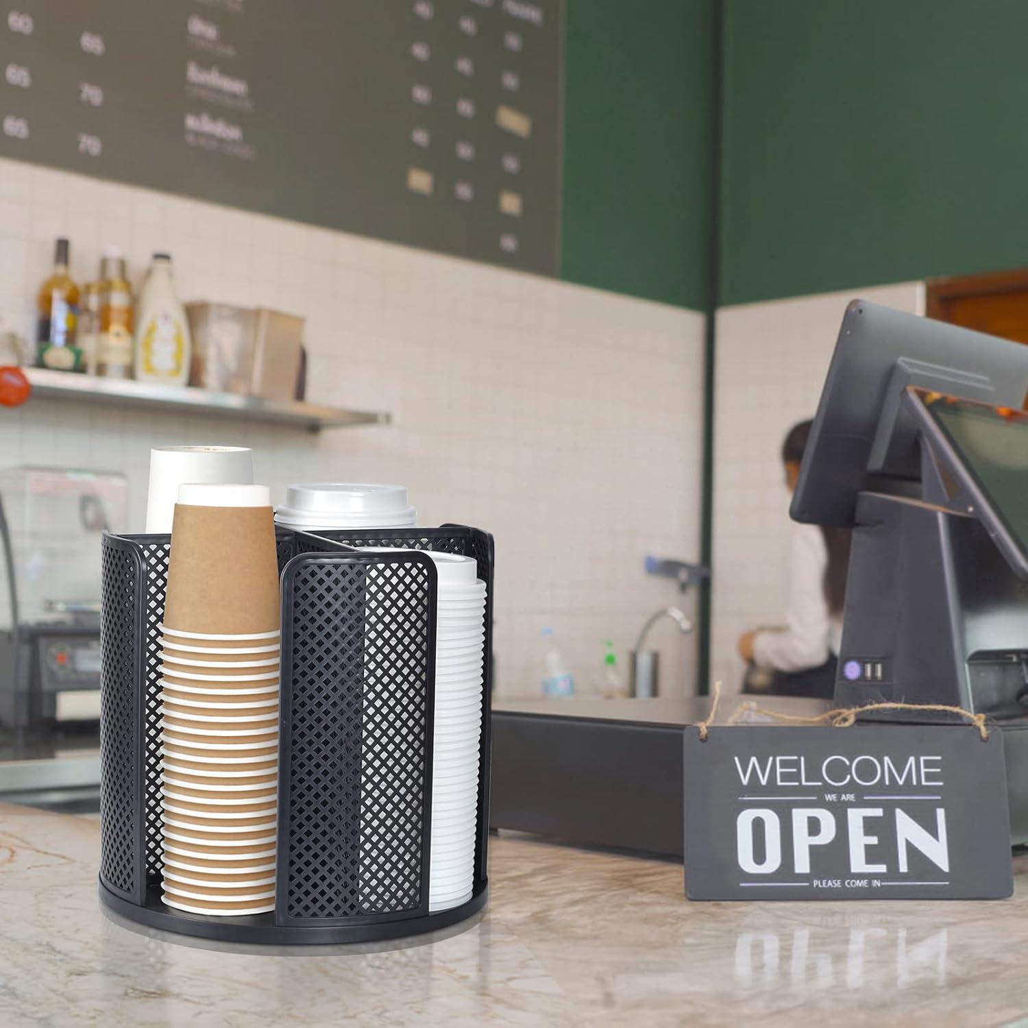 Organizador de Tazas y Tapas EOFJRUC 4 Compartimentos Negro