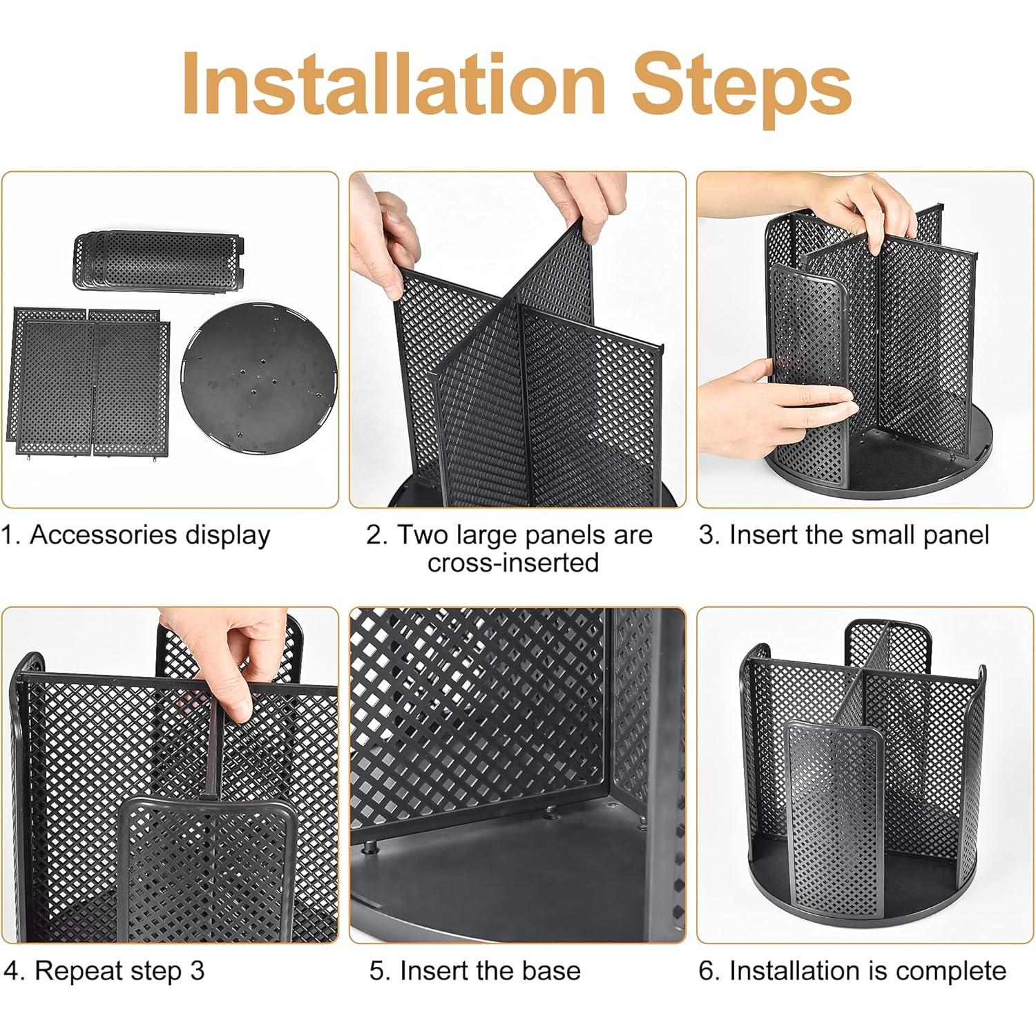 Organizador de Tazas y Tapas EOFJRUC 4 Compartimentos Negro