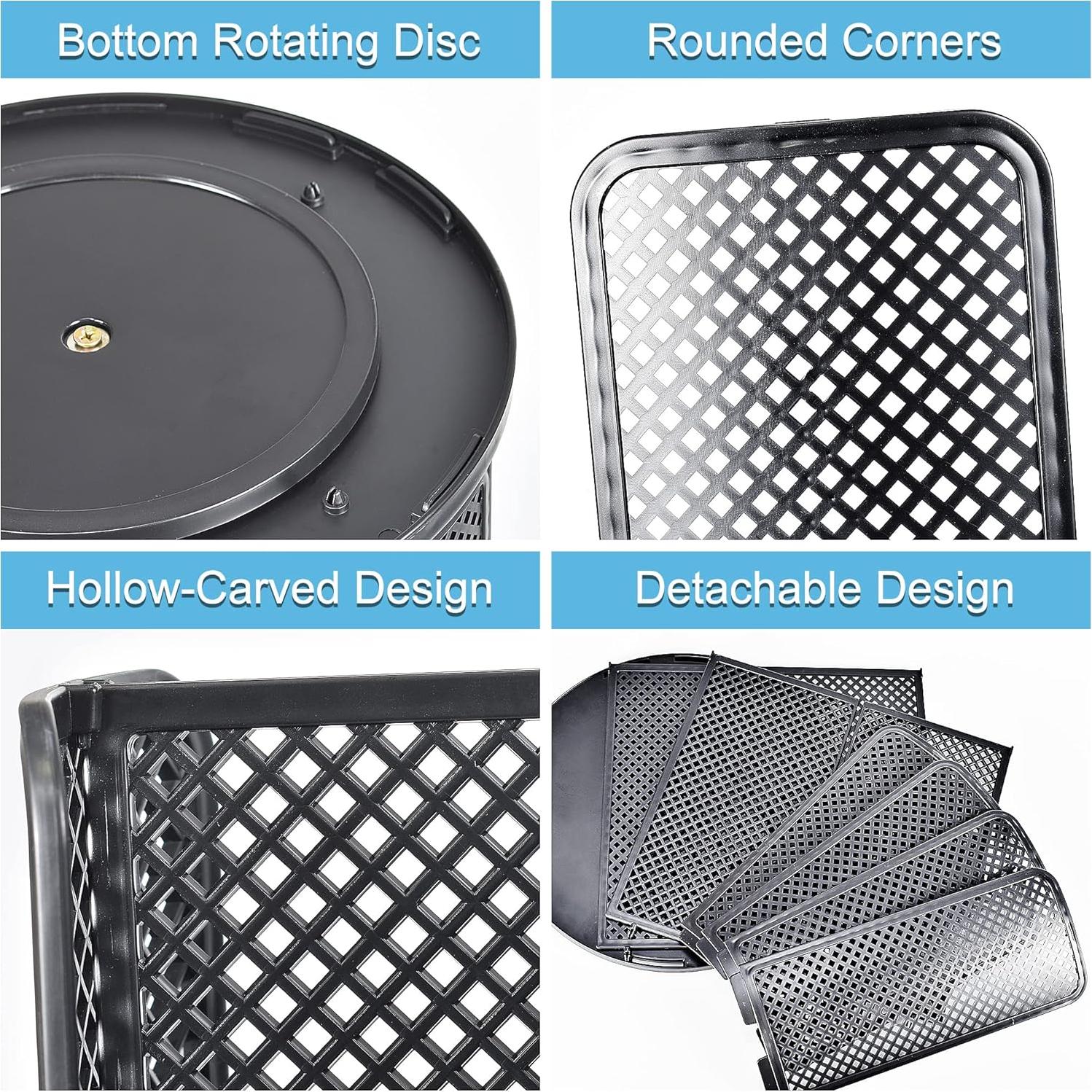 Organizador de Tazas y Tapas EOFJRUC 4 Compartimentos Negro