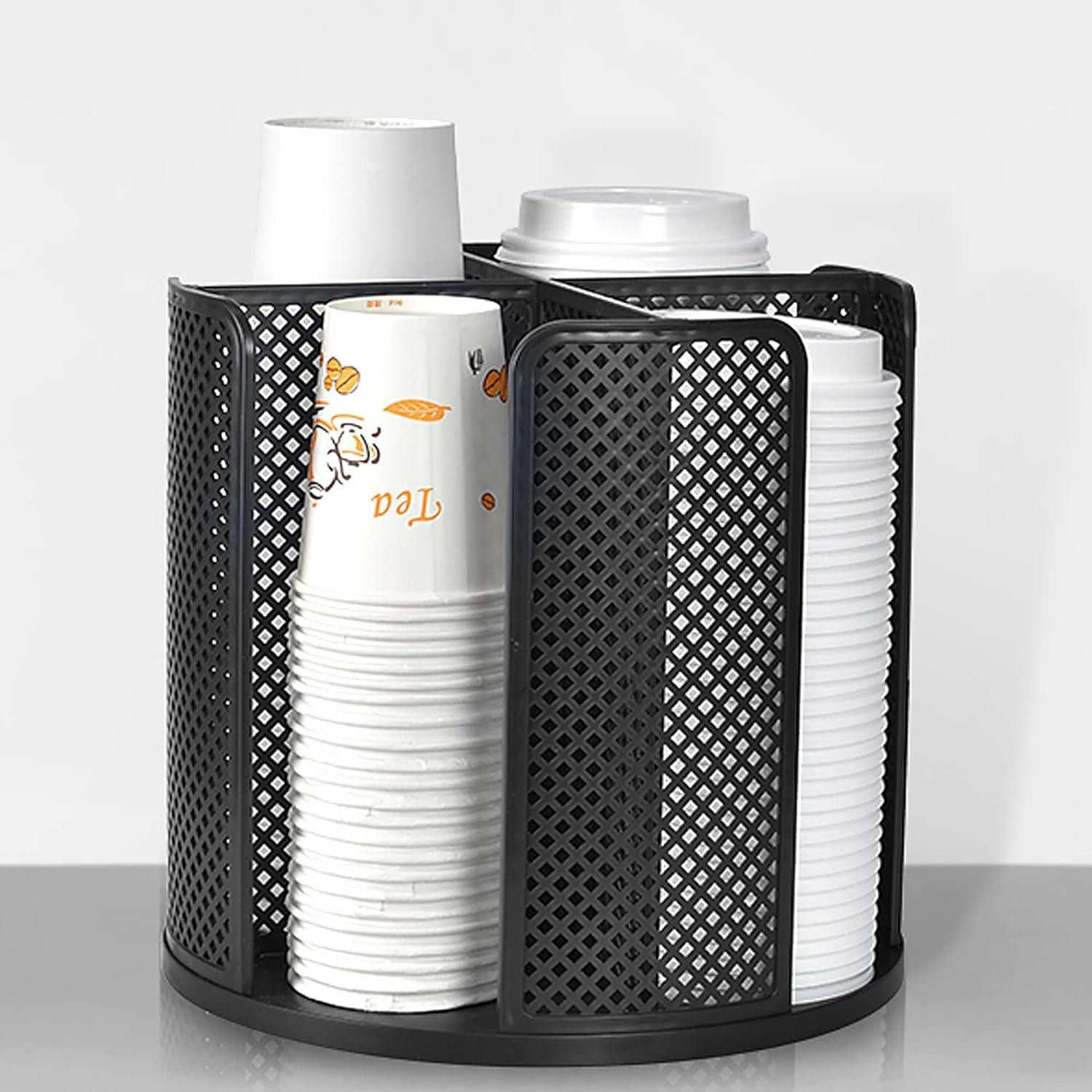 Organizador de Tazas y Tapas EOFJRUC 4 Compartimentos Negro