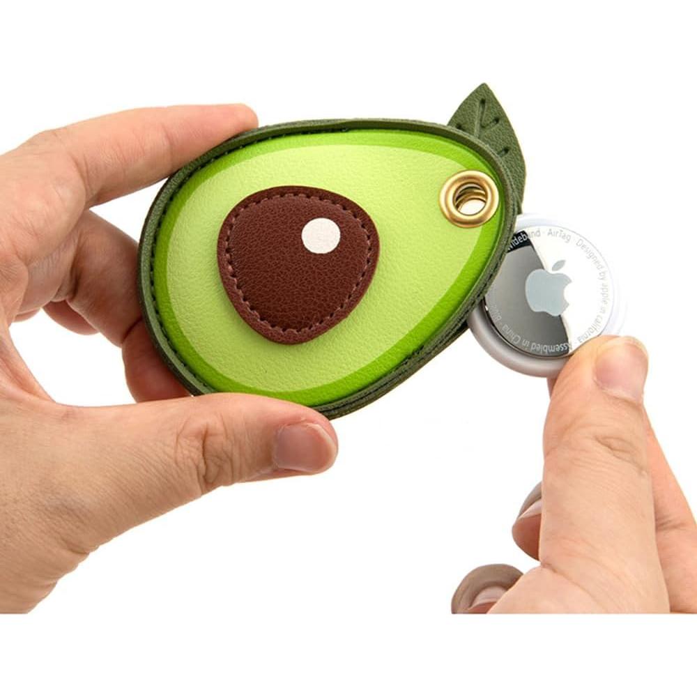 Llave Antipérdida de Cuero PU Casfor para AirTag Verde