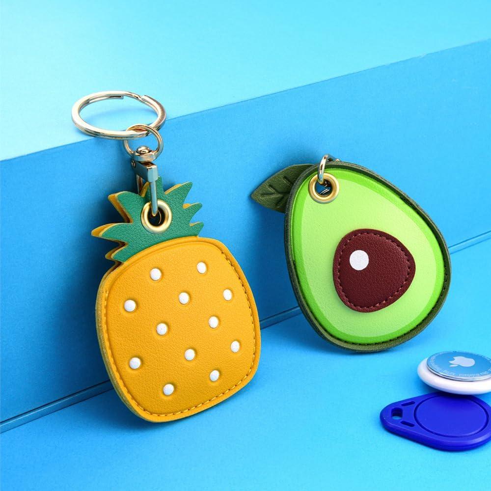 Llave Antipérdida de Cuero PU Casfor para AirTag Verde