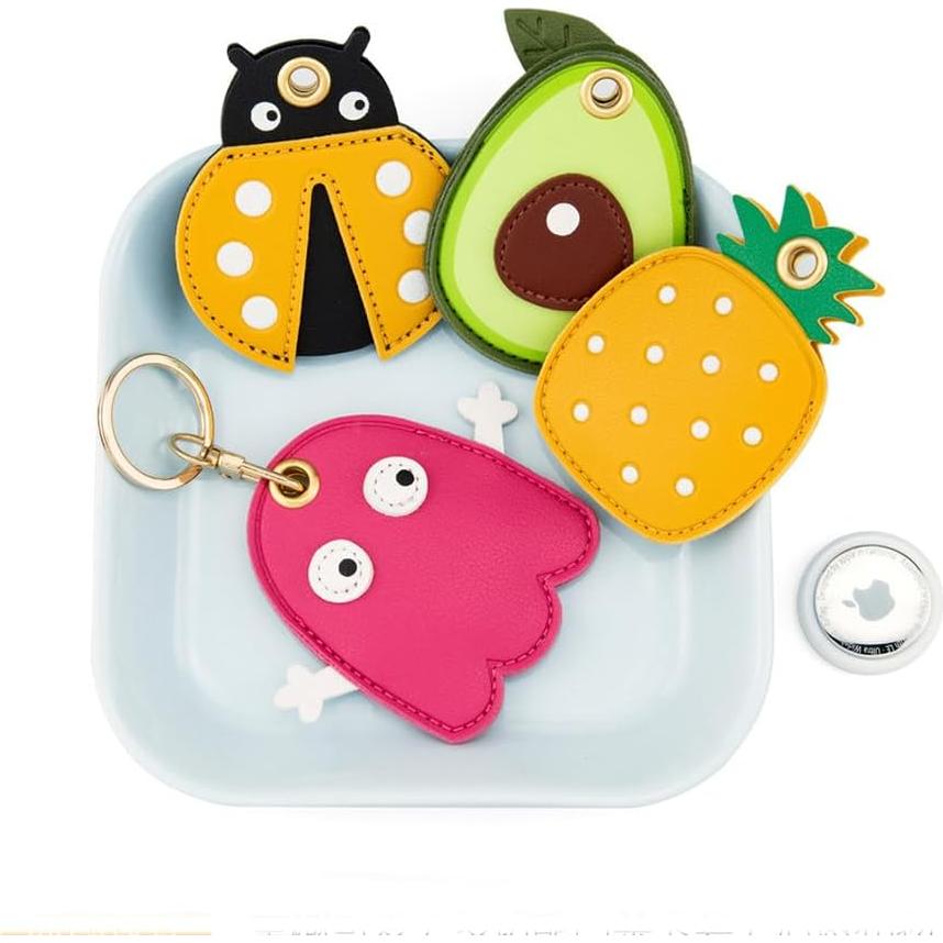 Llave Antipérdida de Cuero PU Casfor para AirTag Verde