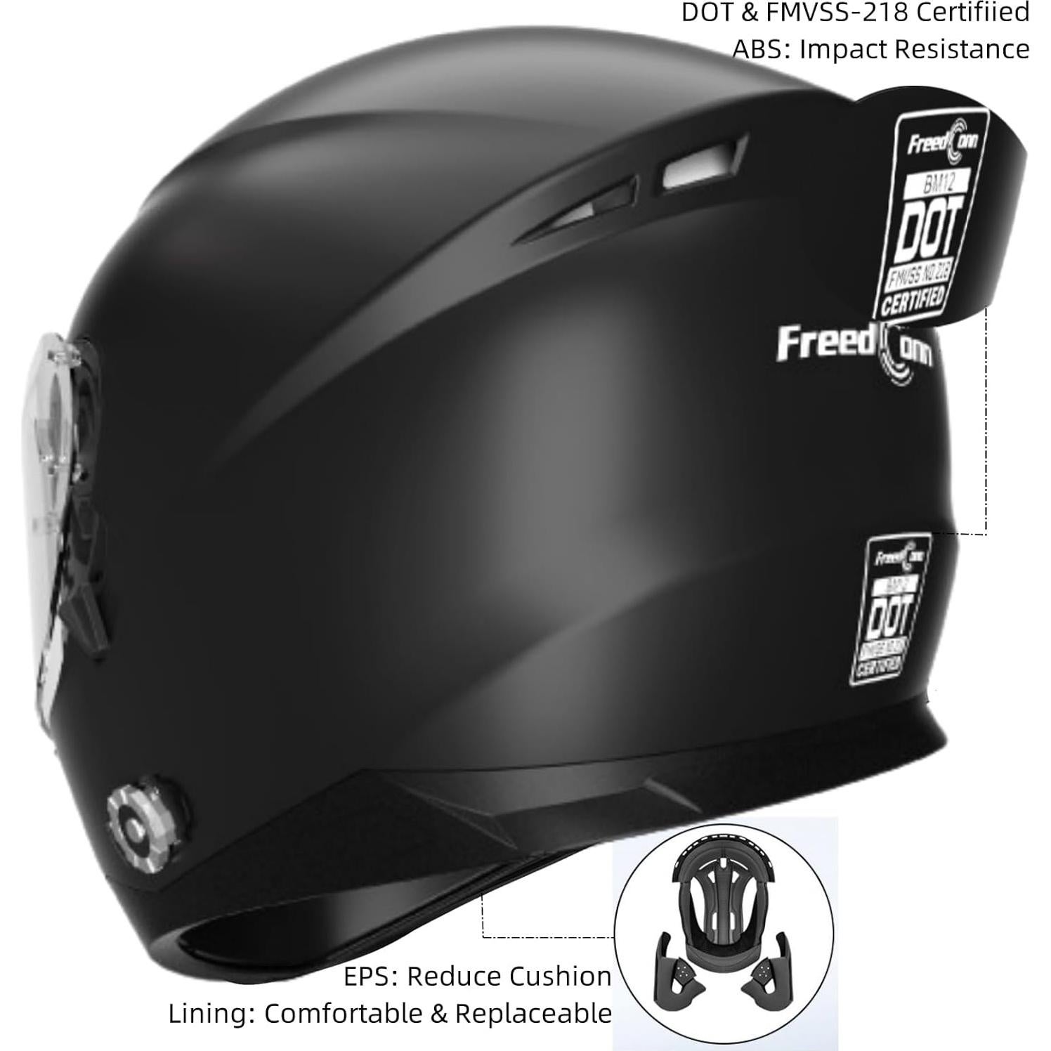 Casco de Moto FreedConn BM12 Bluetooth 5.0 Doble Visera