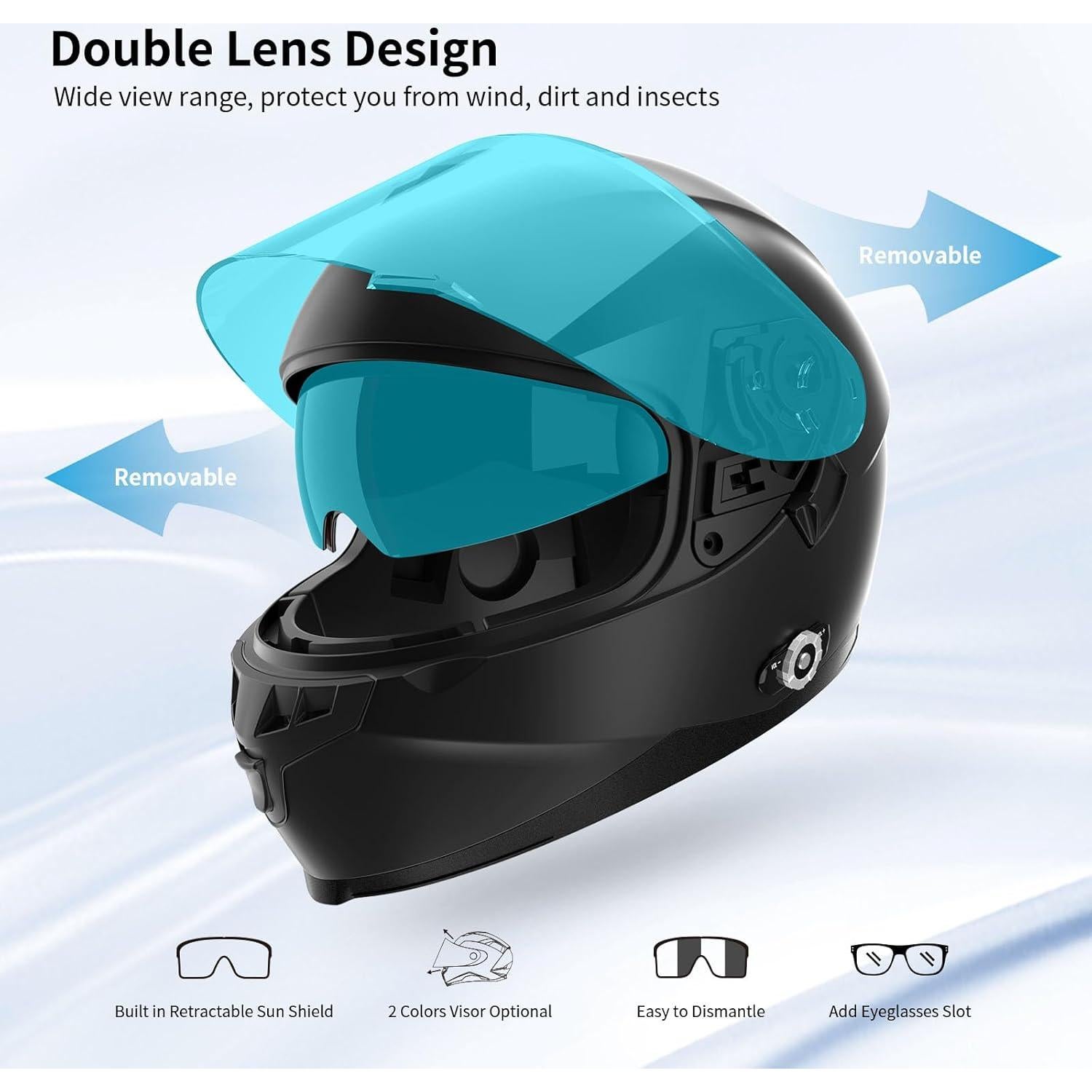 Casco de Moto FreedConn BM12 Bluetooth 5.0 Doble Visera