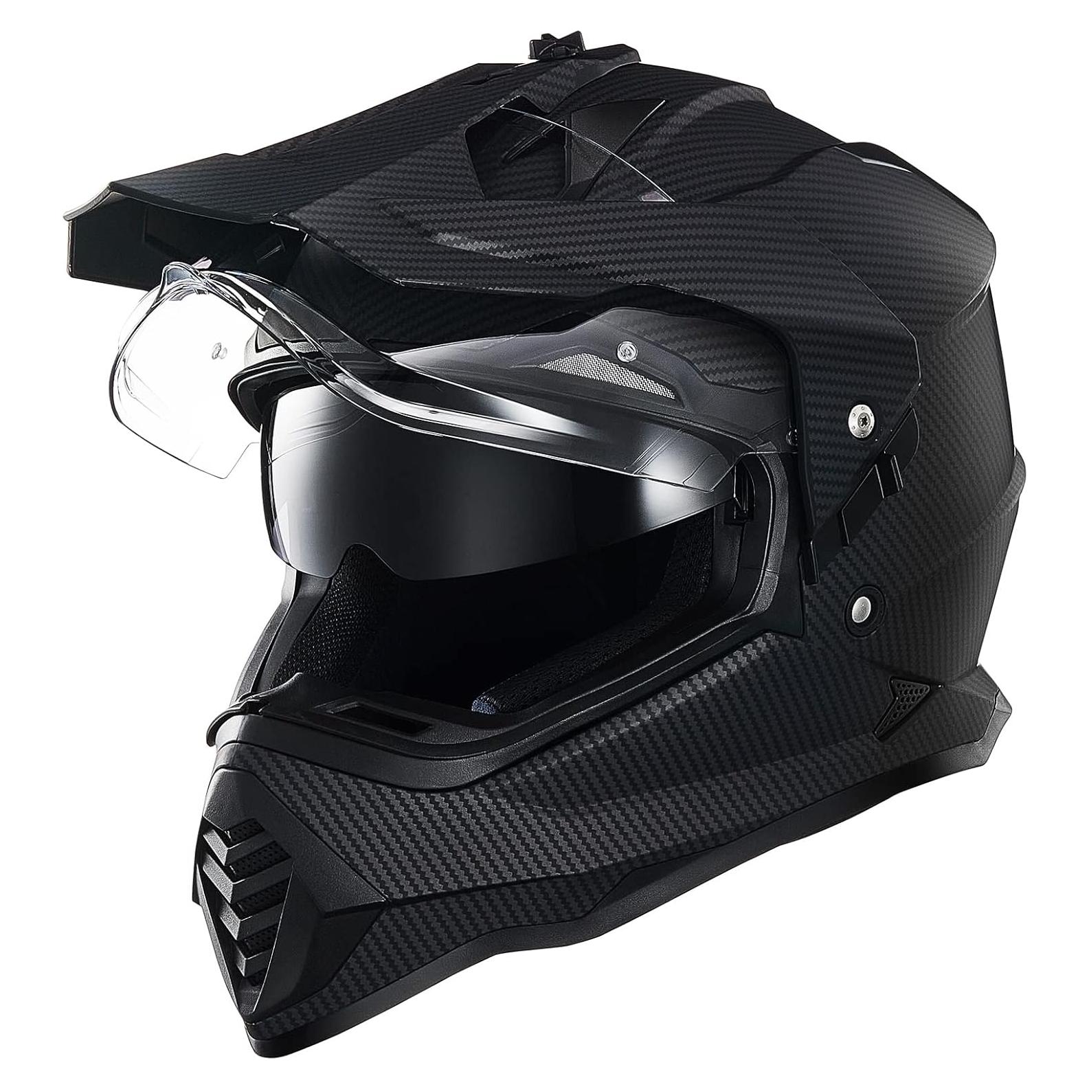 Casco ILM WS902 Doble Visera Fibra de Carbono Grande