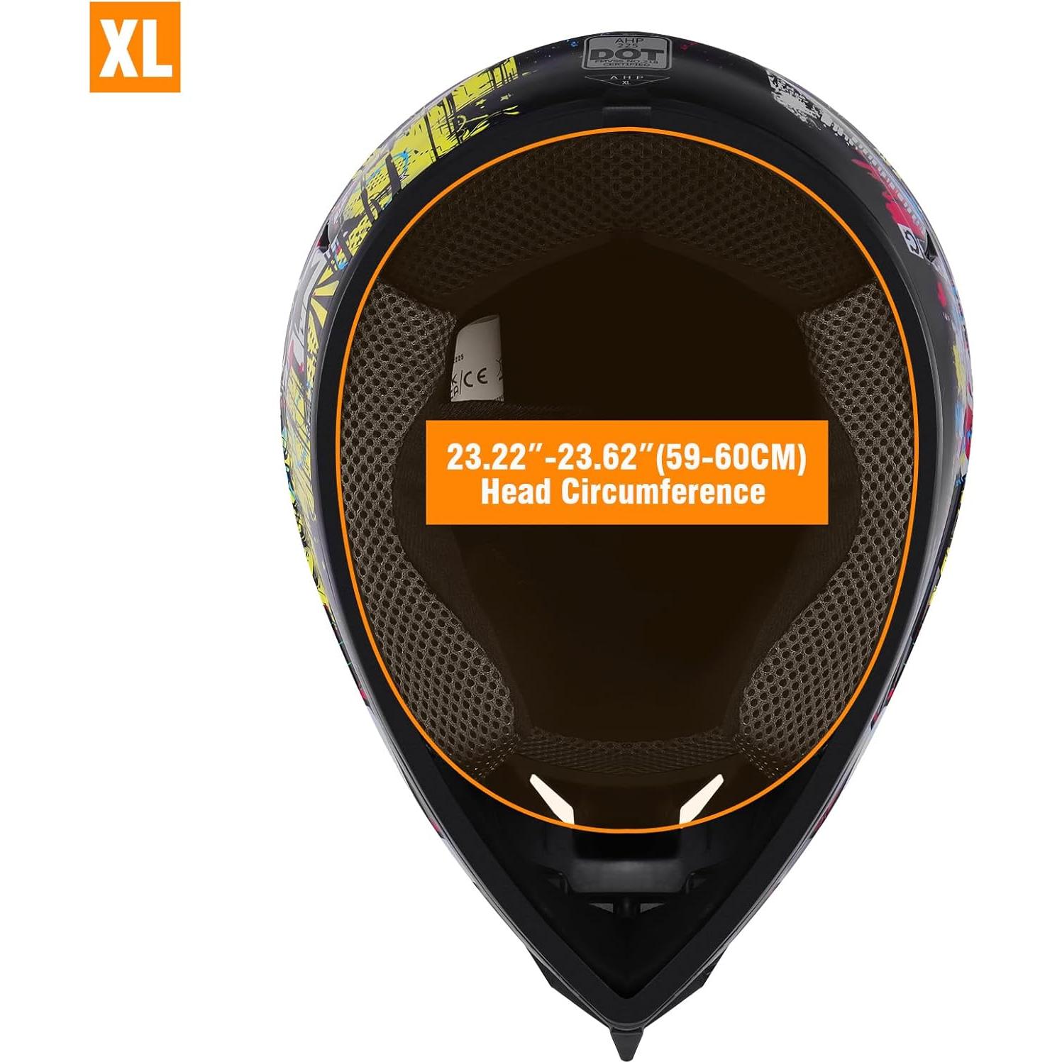 Casco H-YEEU Motocicleta Cara Completa Negro XL