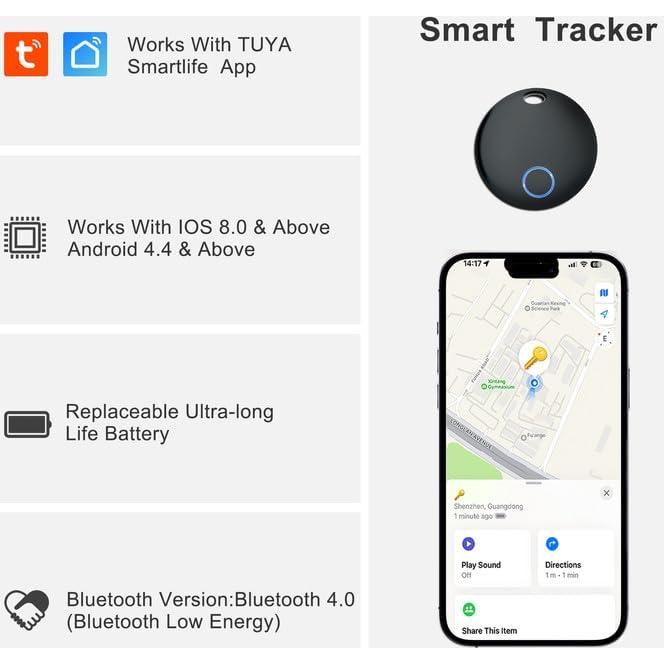 Paquete de 2 Etiquetas Tracker MYYUNIOFF para Equipaje Negro