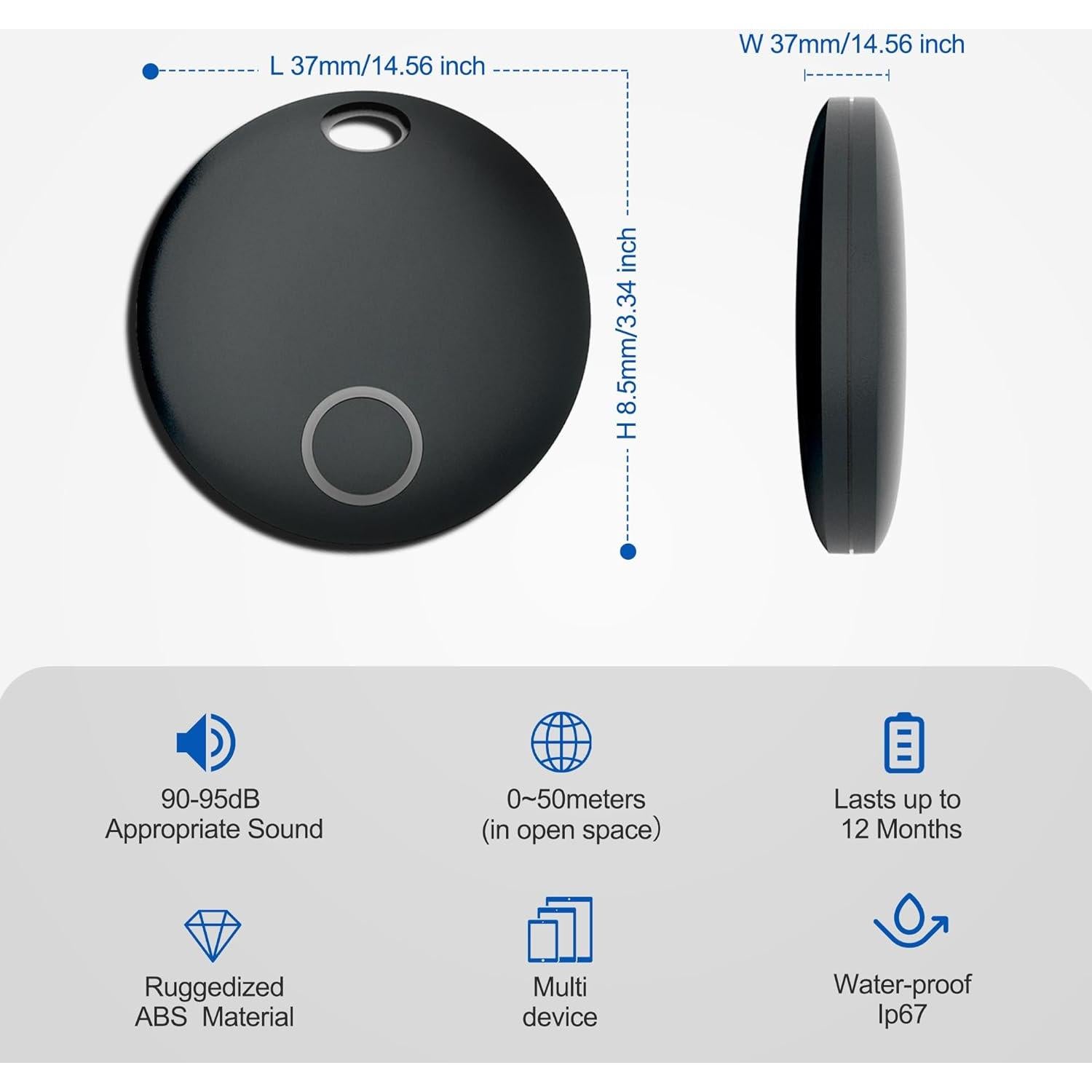 Paquete de 2 Etiquetas Tracker MYYUNIOFF para Equipaje Negro