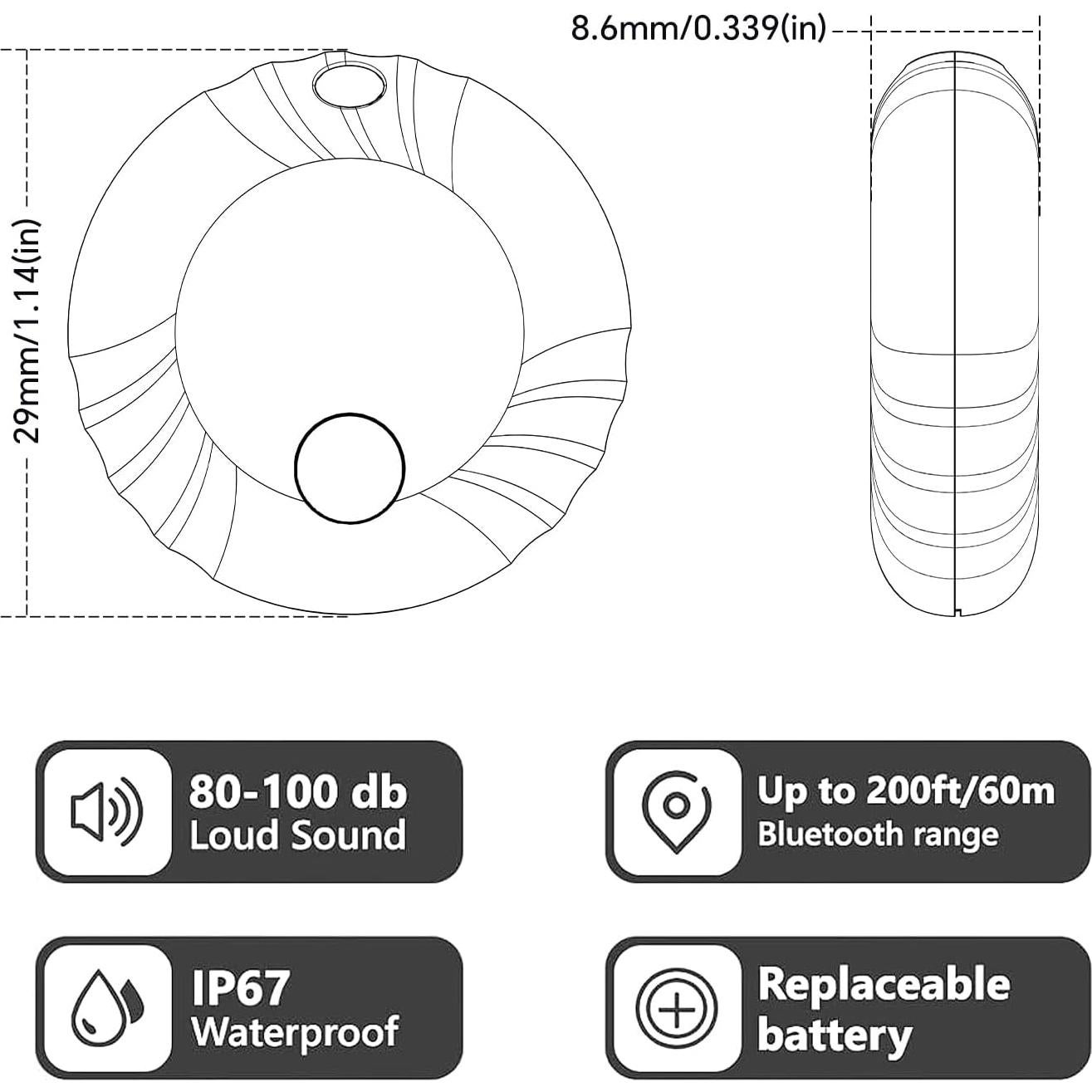 Etiquetas Inteligentes Umoven Air Tags - Paquete de 5, IP67, iOS
