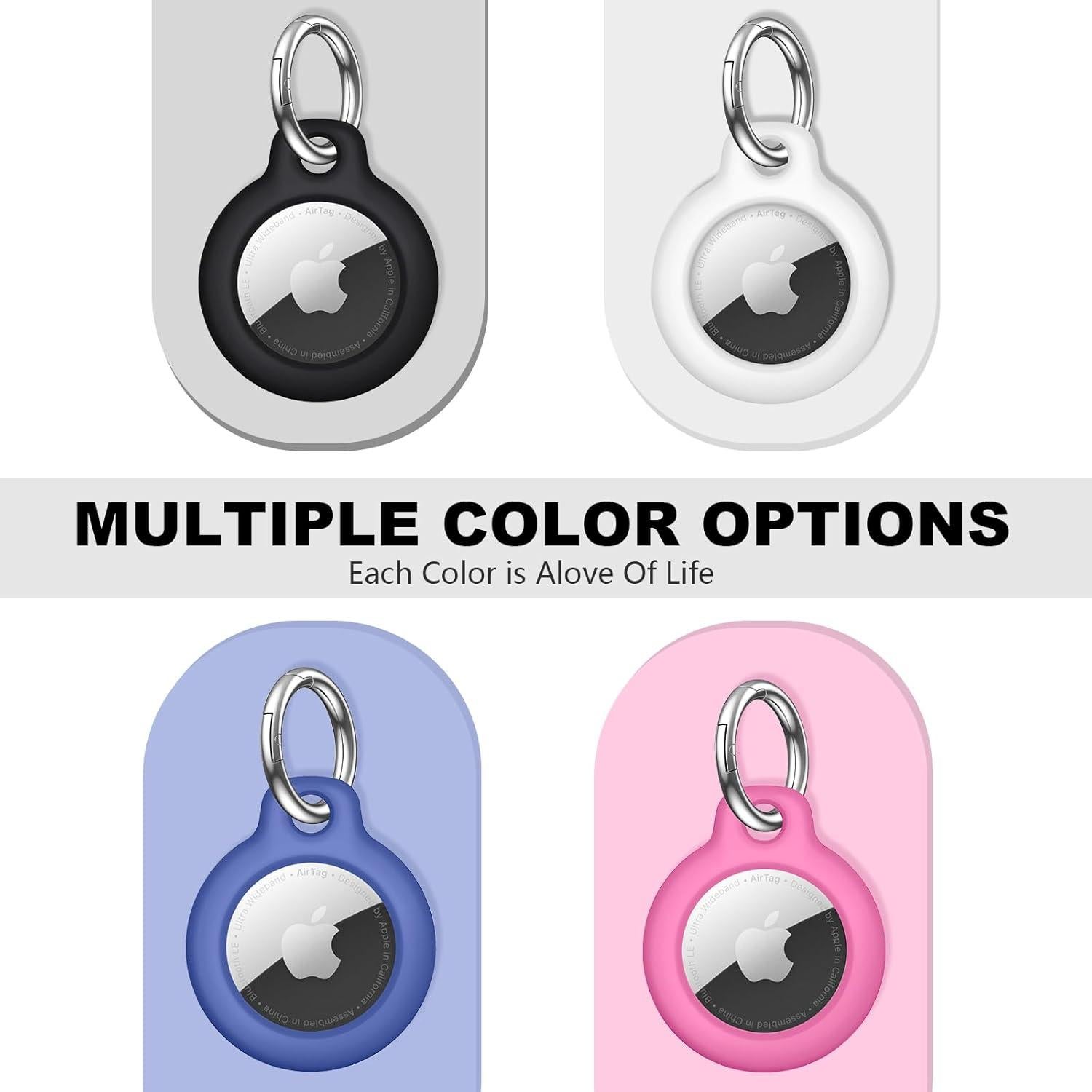 QYQa Airtag Holder and Air tag Case with Spring Keychain, PC Airtags Key Chain Compatible with Apple Airtag for Pets,Keys, Bags, Luggage(Black)