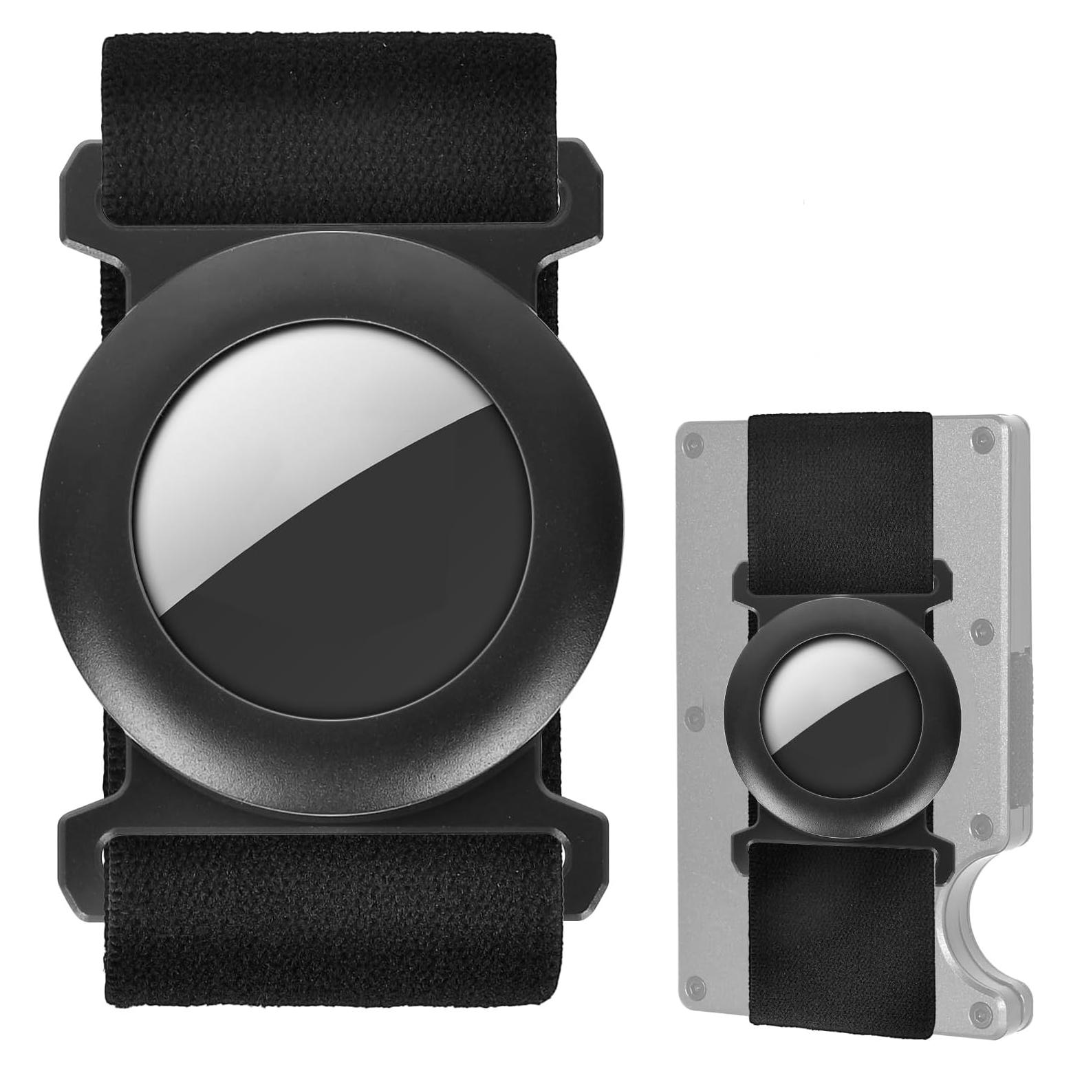 Metal AirTag Holder for Slim Wallet - Full Set with Rotating Installation & Cash Strap | Matte Black Secure Case | Premium AirTag Accessories