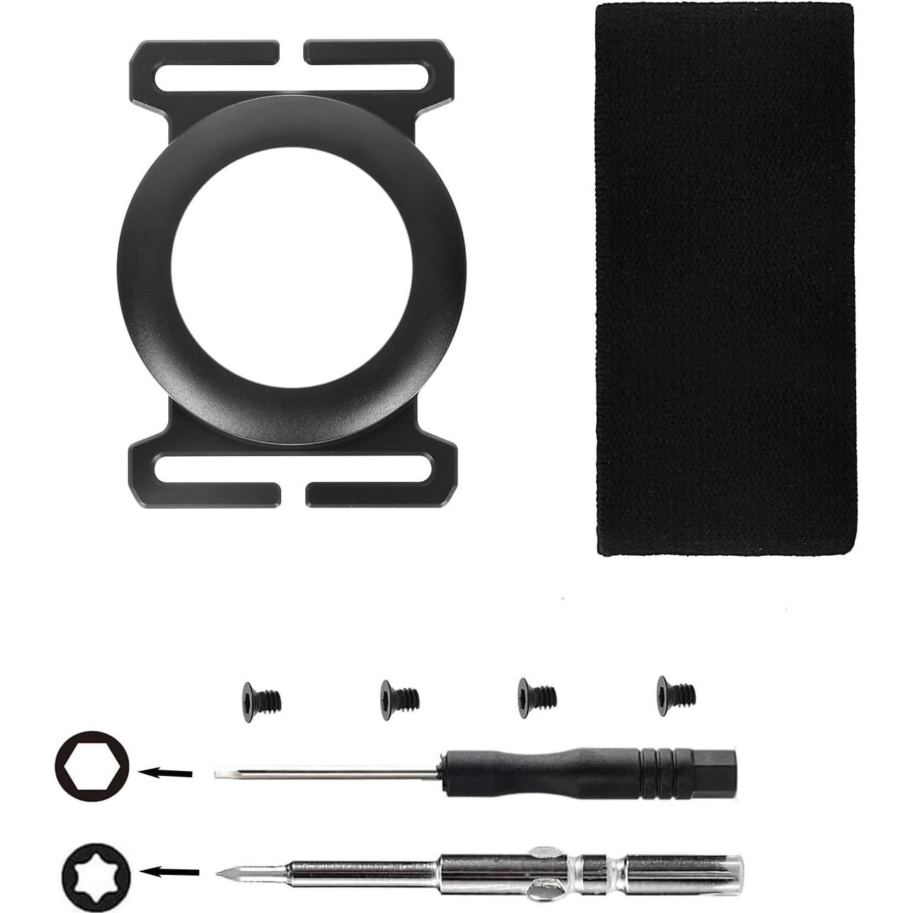 Metal AirTag Holder for Slim Wallet - Full Set with Rotating Installation & Cash Strap | Matte Black Secure Case | Premium AirTag Accessories