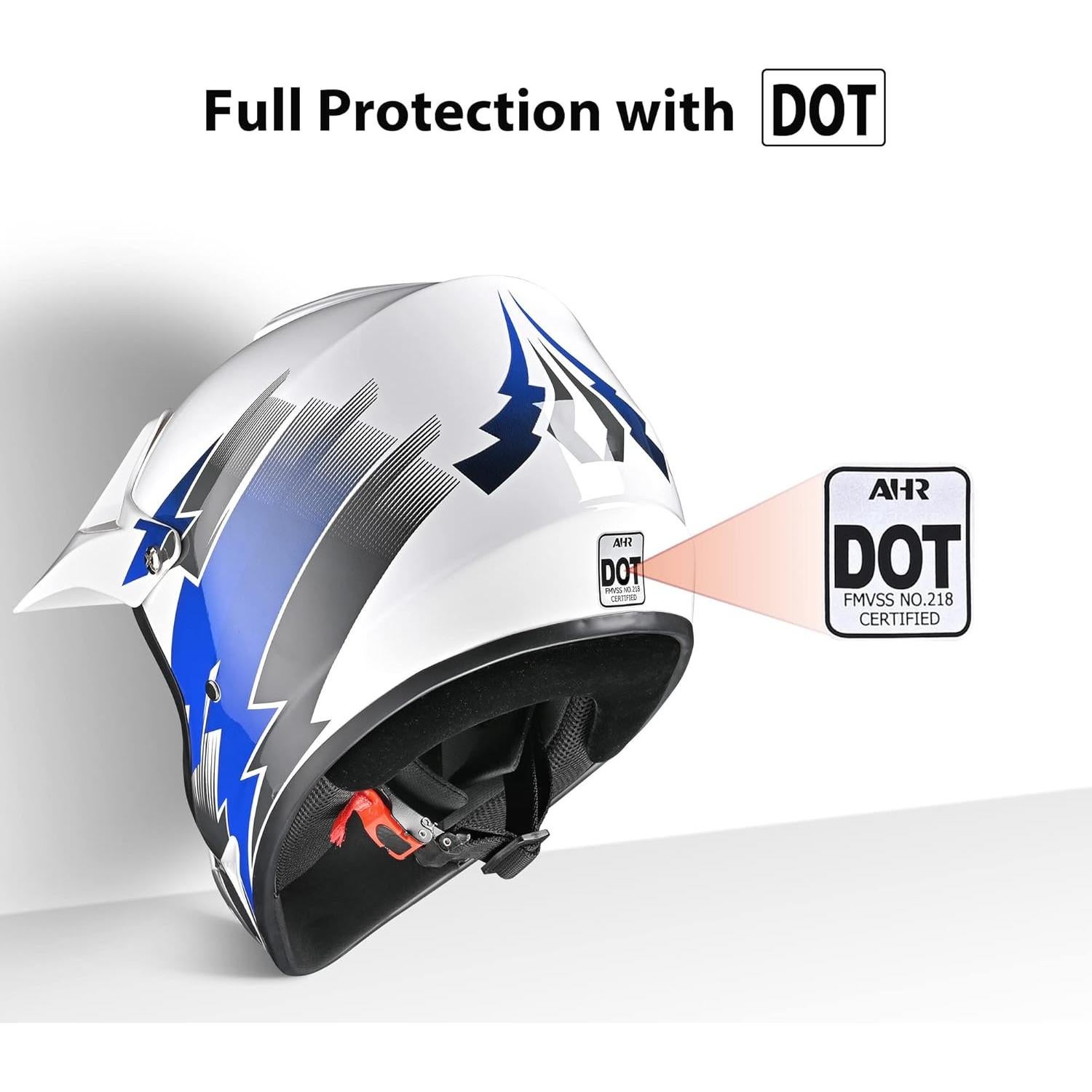 Casco Off Road AHR H-VEN12 para Niños y Jóvenes Azul