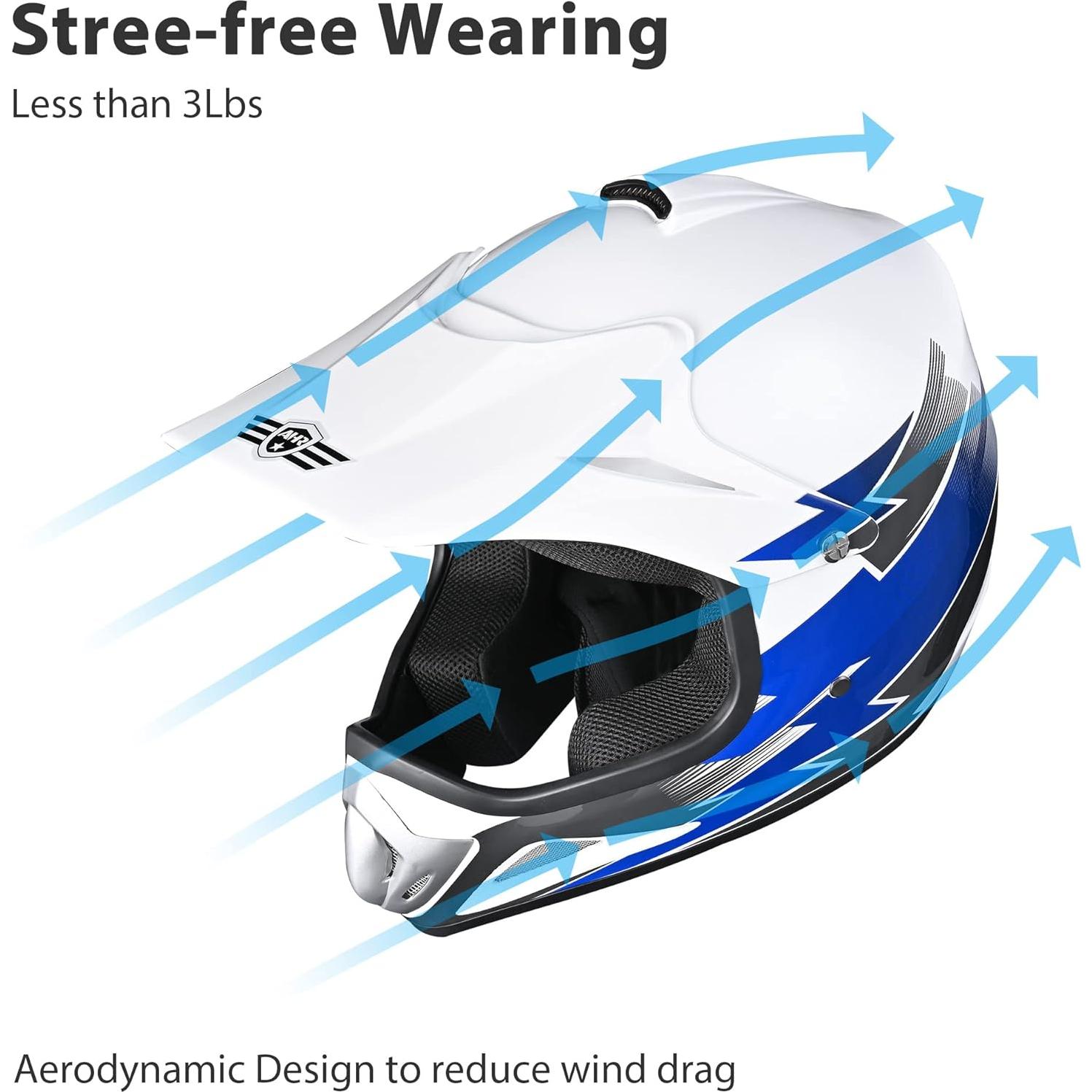 Casco Off Road AHR H-VEN12 para Niños y Jóvenes Azul