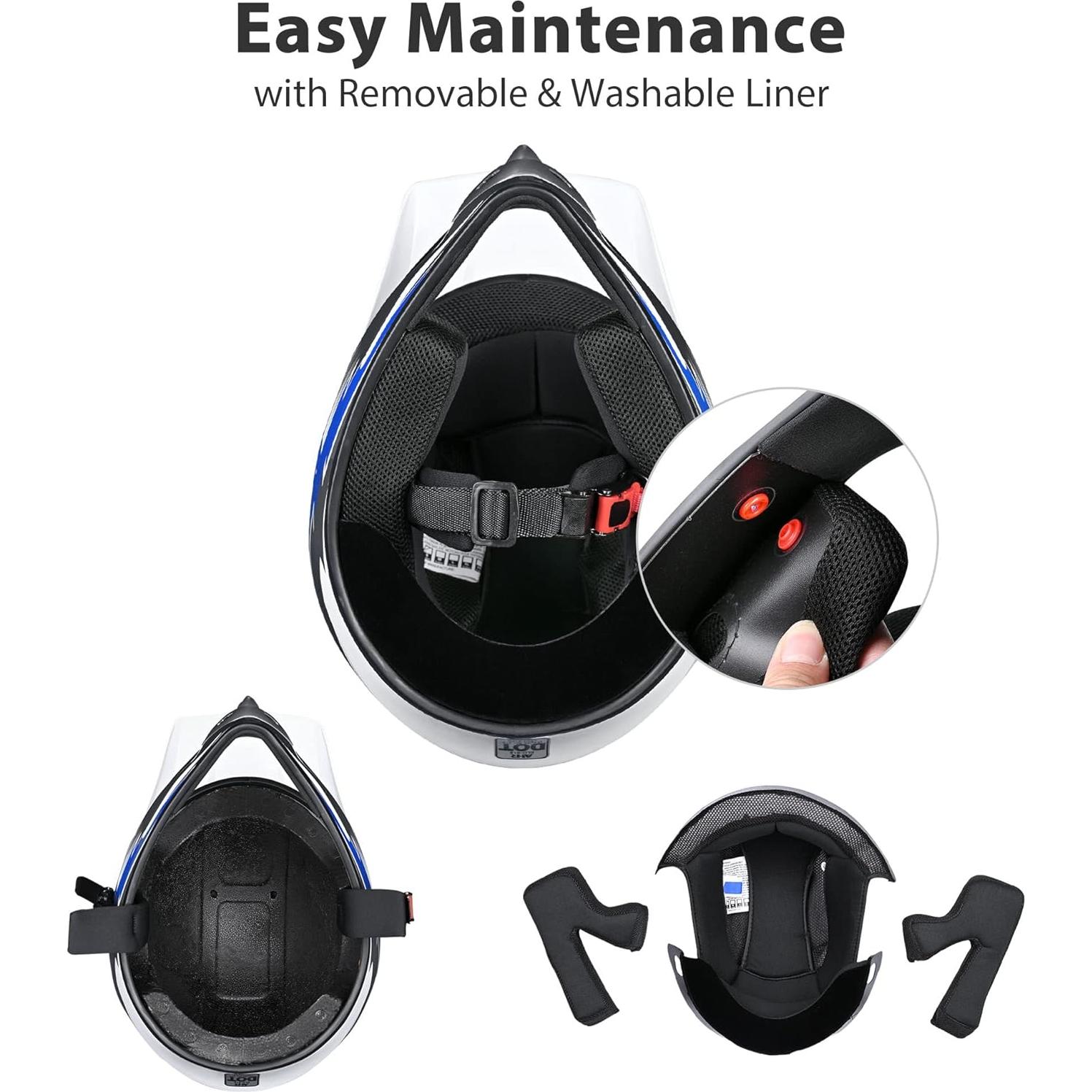 Casco Off Road AHR H-VEN12 para Niños y Jóvenes Azul