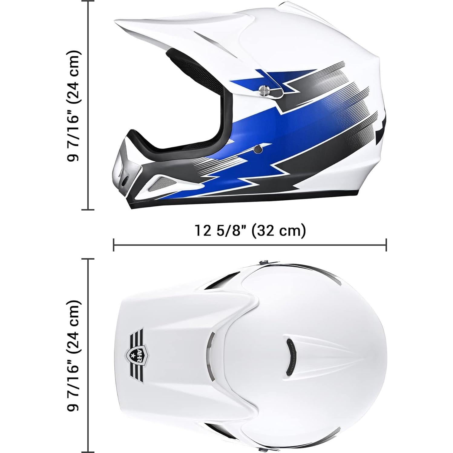 Casco Off Road AHR H-VEN12 para Niños y Jóvenes Azul