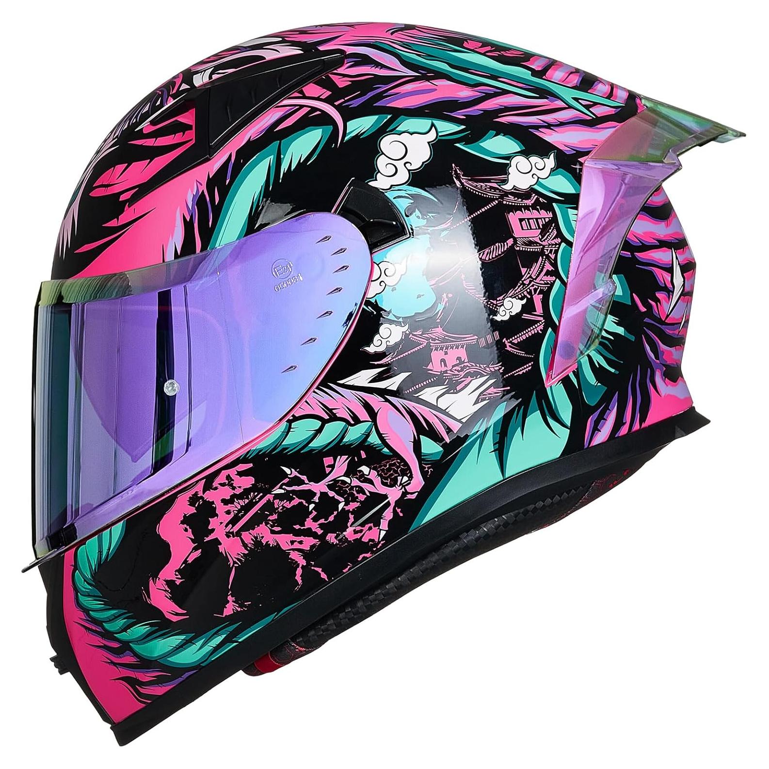 Casco de motocicleta ILM Z501 rojo con 2 viseras y ventilación