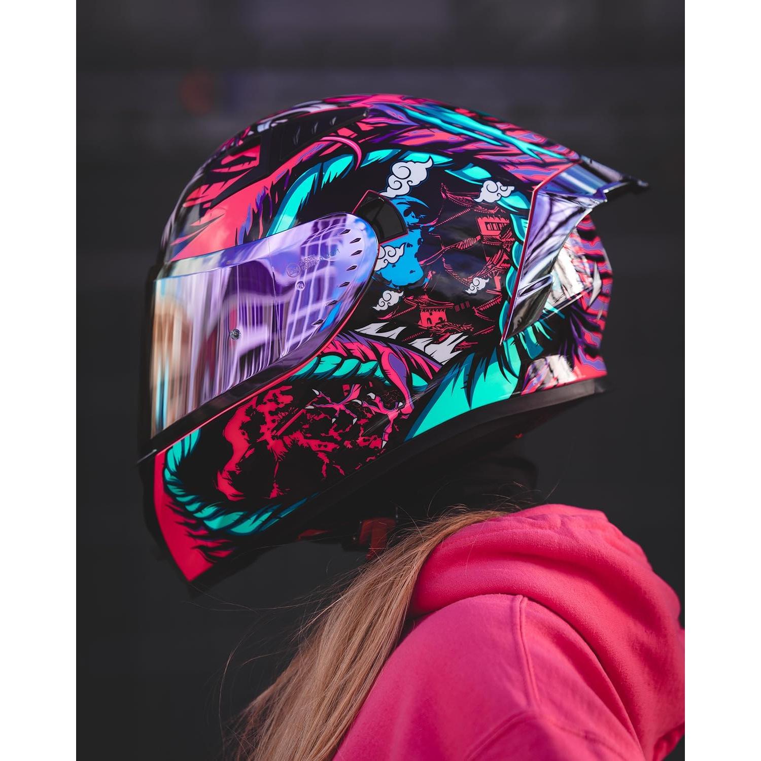 Casco de motocicleta ILM Z501 rojo con 2 viseras y ventilación