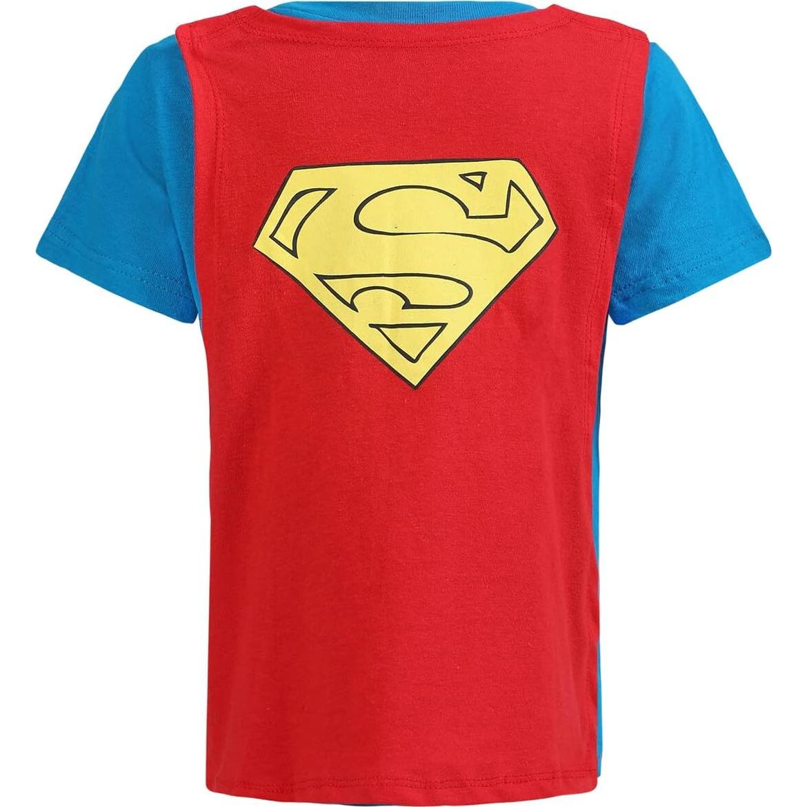 Camiseta Superman para Niño con Capa Desmontable 100% Algodón