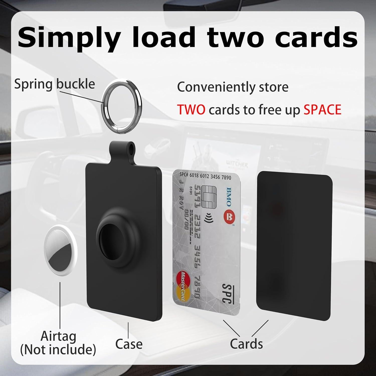 Soporte para Tarjeta Clave Tesla Gksuu + Funda AirTag 2 Unidades