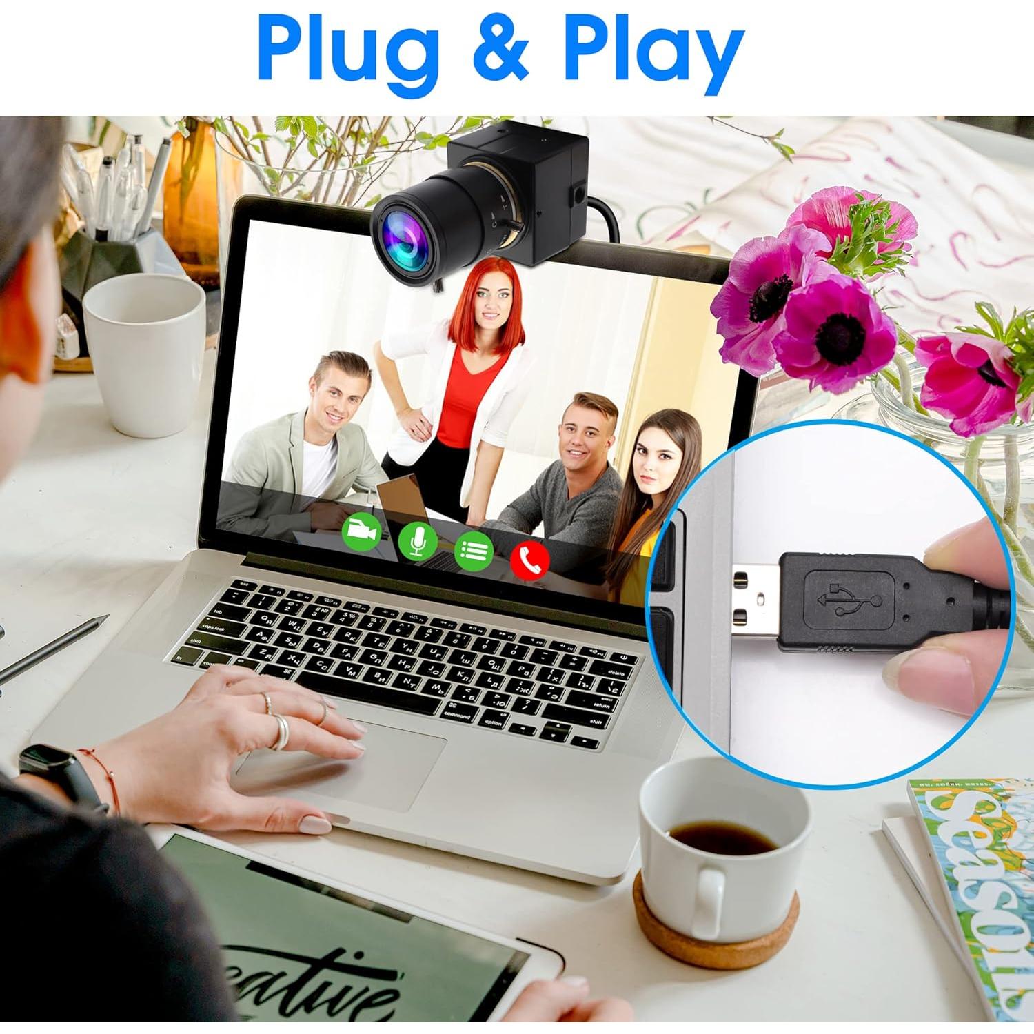 Cámara Web USB 5MP Hotpet Lente Varifocal 2.8-12mm HD