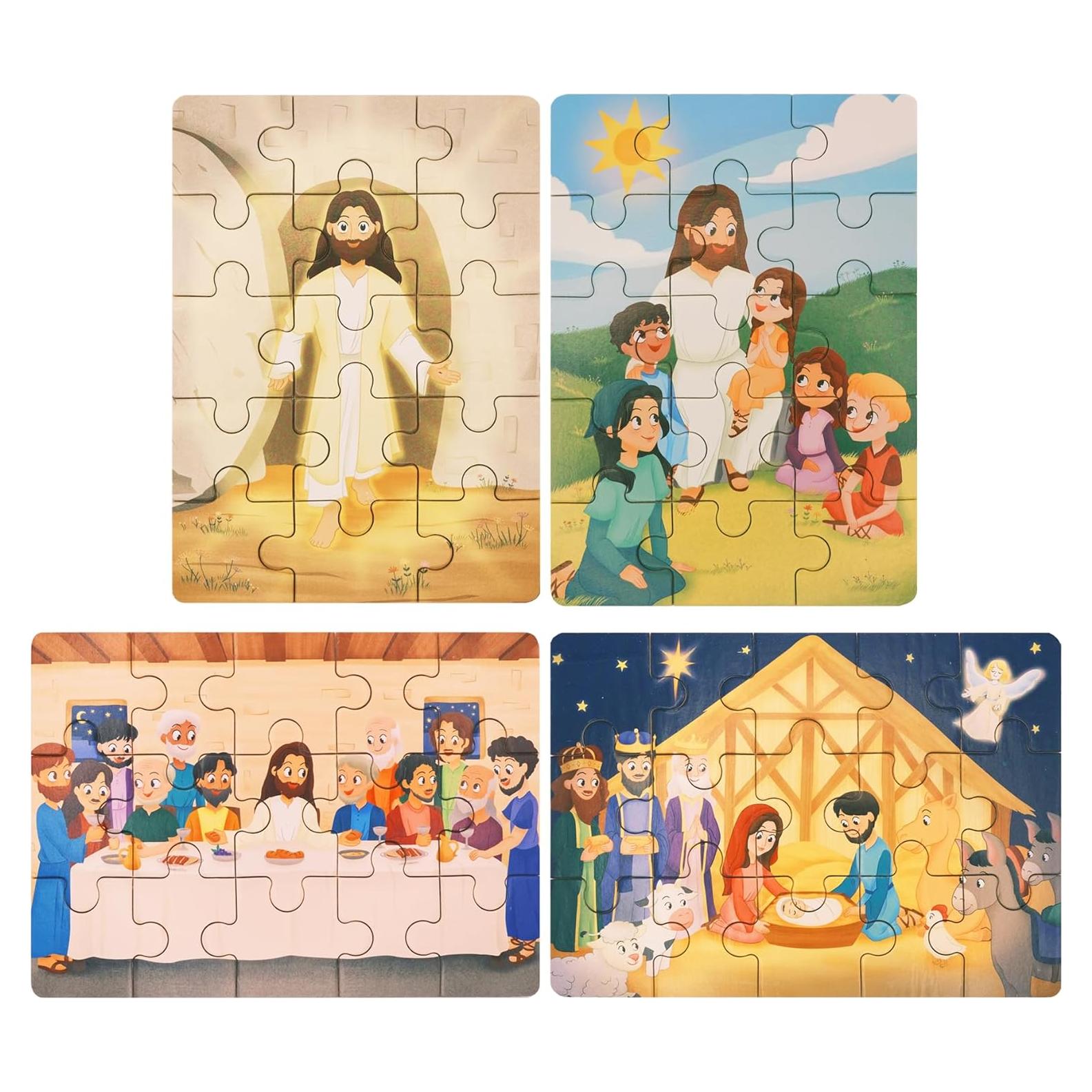 Rompecabezas Bíblicos de Madera Peyo Pals - 4 en 1 para Niños