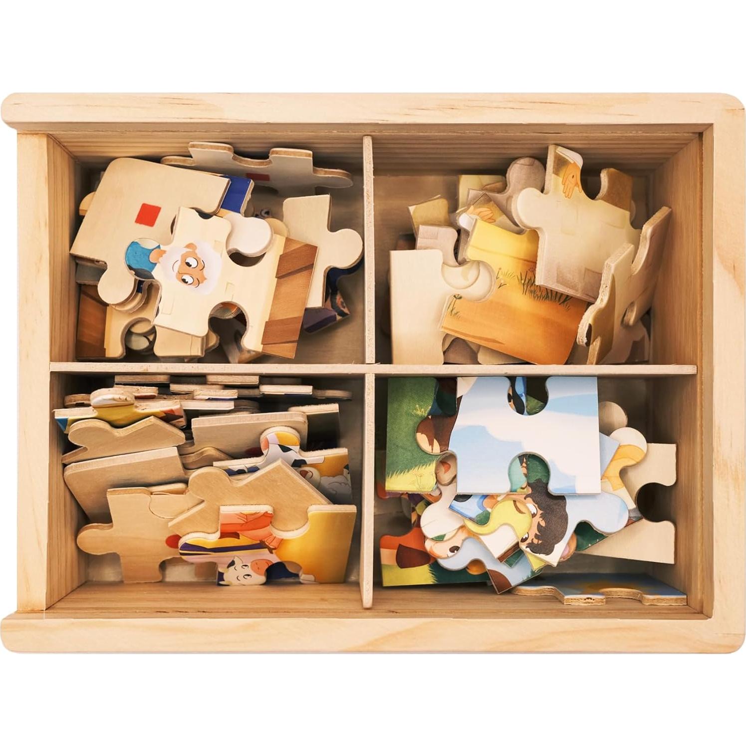Rompecabezas Bíblicos de Madera Peyo Pals - 4 en 1 para Niños