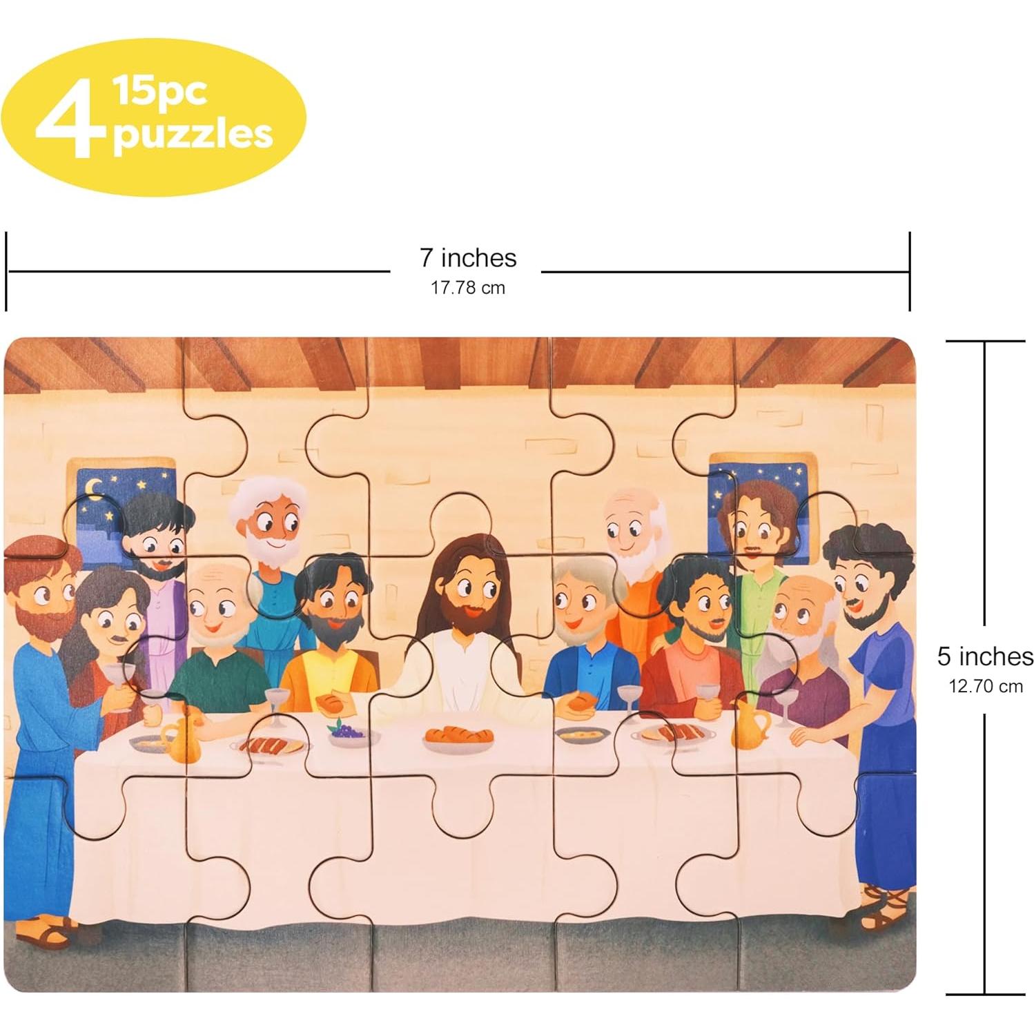 Rompecabezas Bíblicos de Madera Peyo Pals - 4 en 1 para Niños