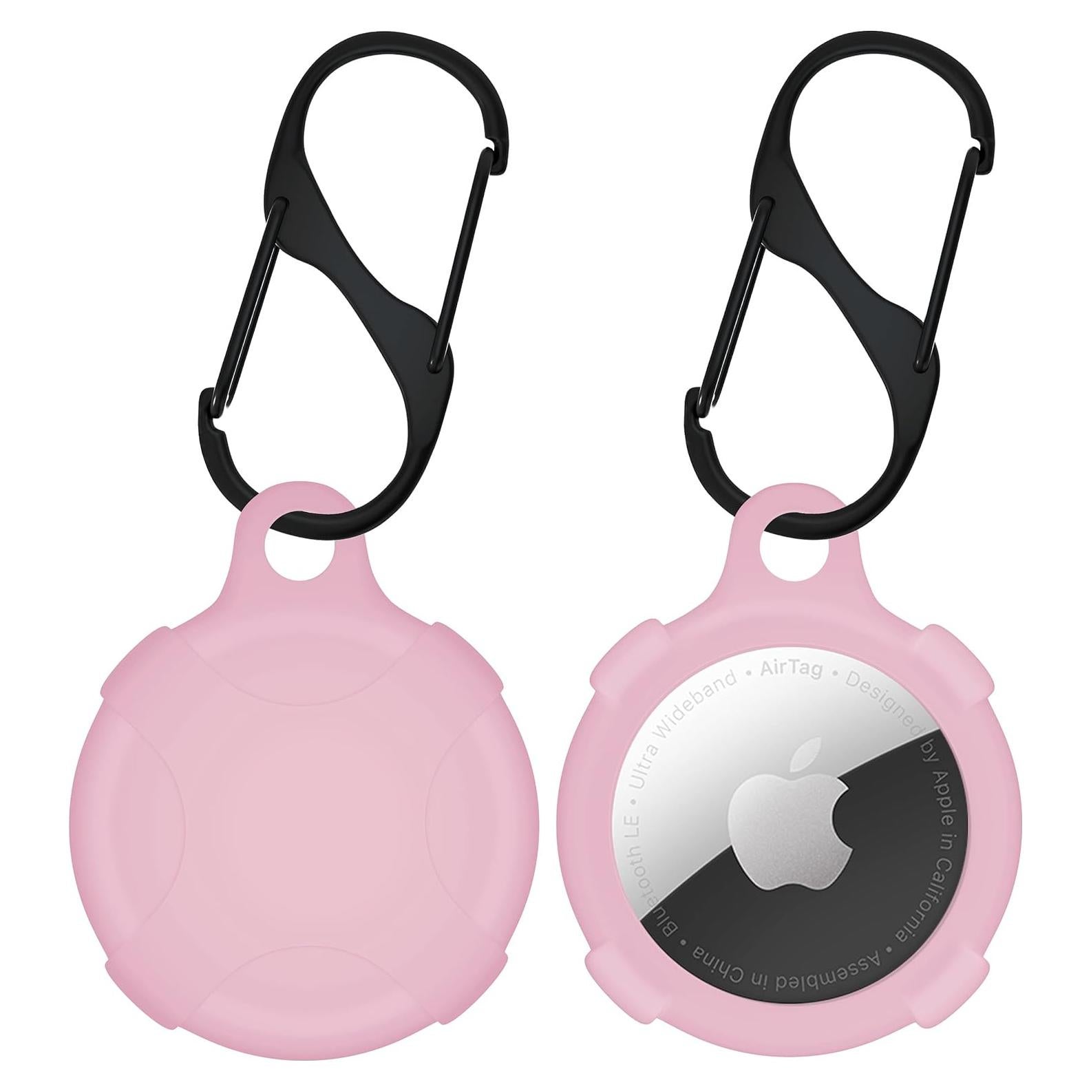 Funda de Silicona Rosa Bebé para AirTag con Mosquetón - Azrra