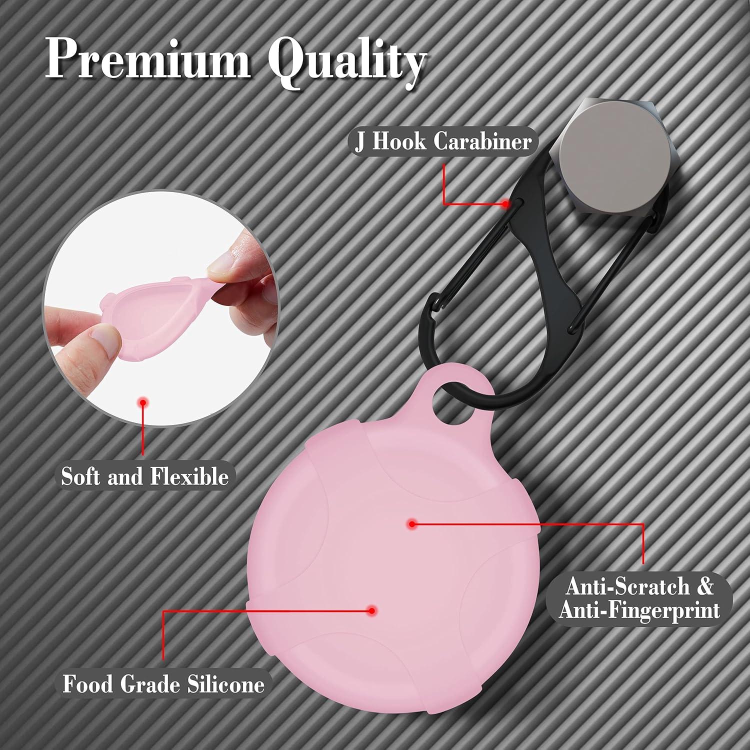 Funda de Silicona Rosa Bebé para AirTag con Mosquetón - Azrra