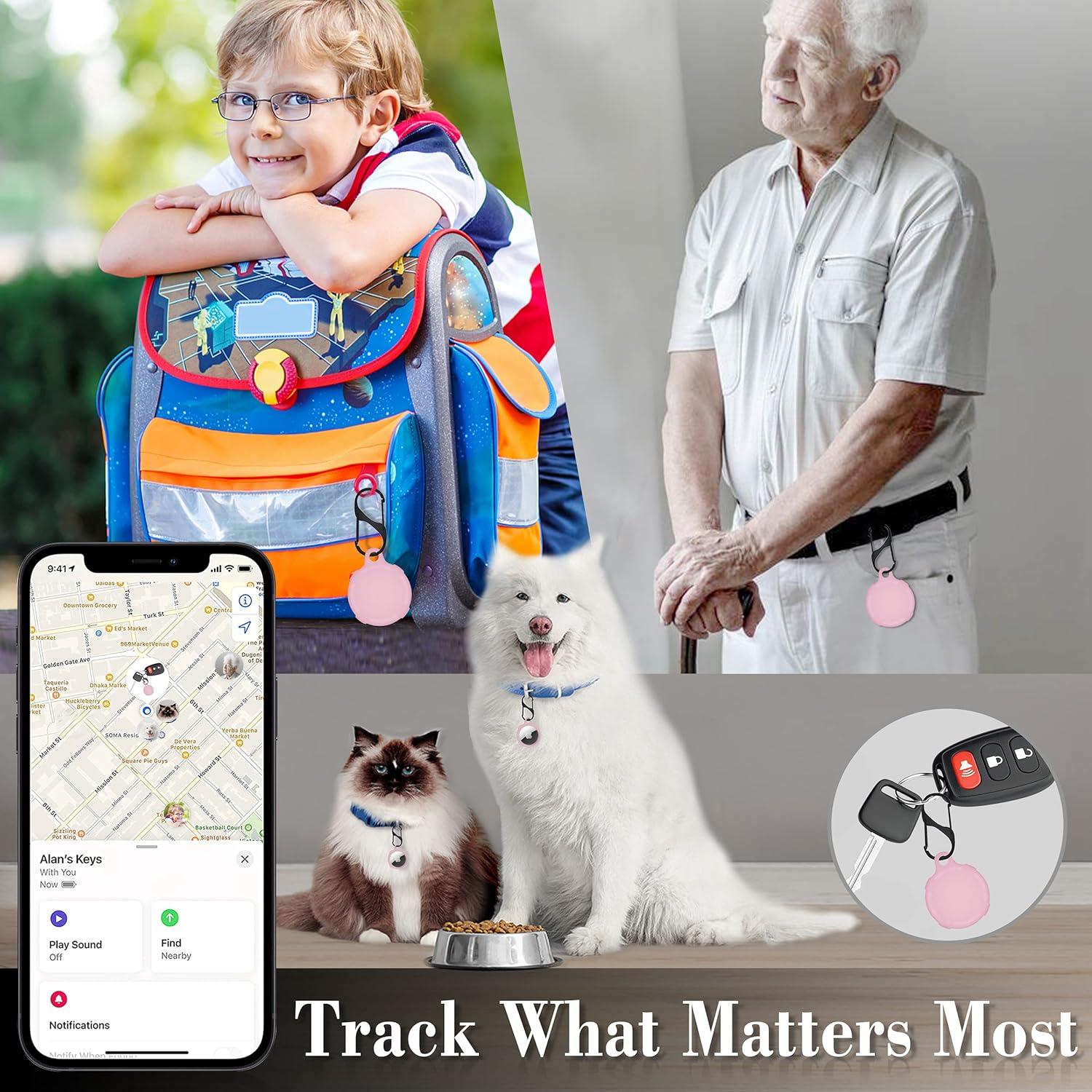 Funda de Silicona Rosa Bebé para AirTag con Mosquetón - Azrra