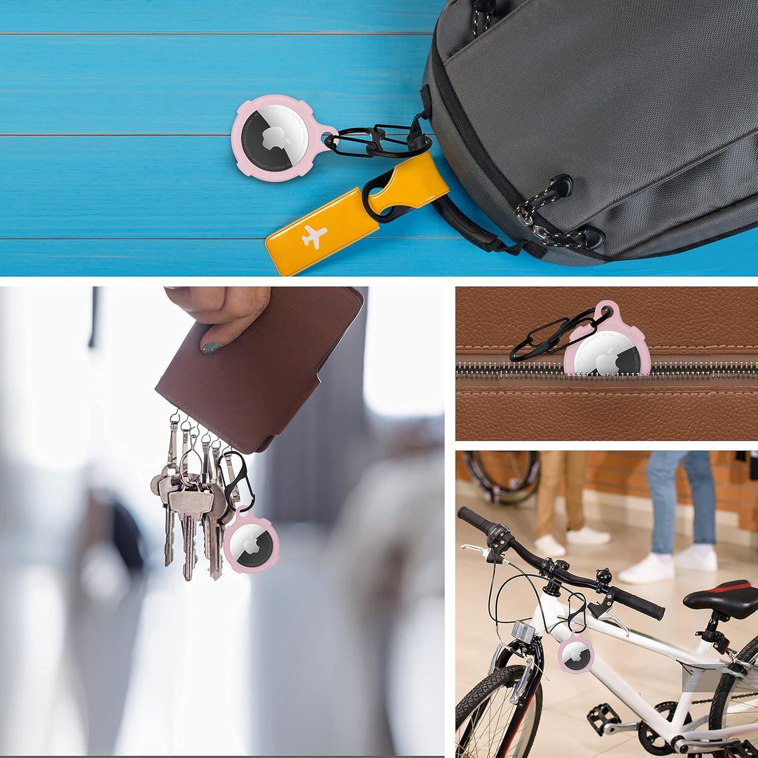 Funda de Silicona Rosa Bebé para AirTag con Mosquetón - Azrra