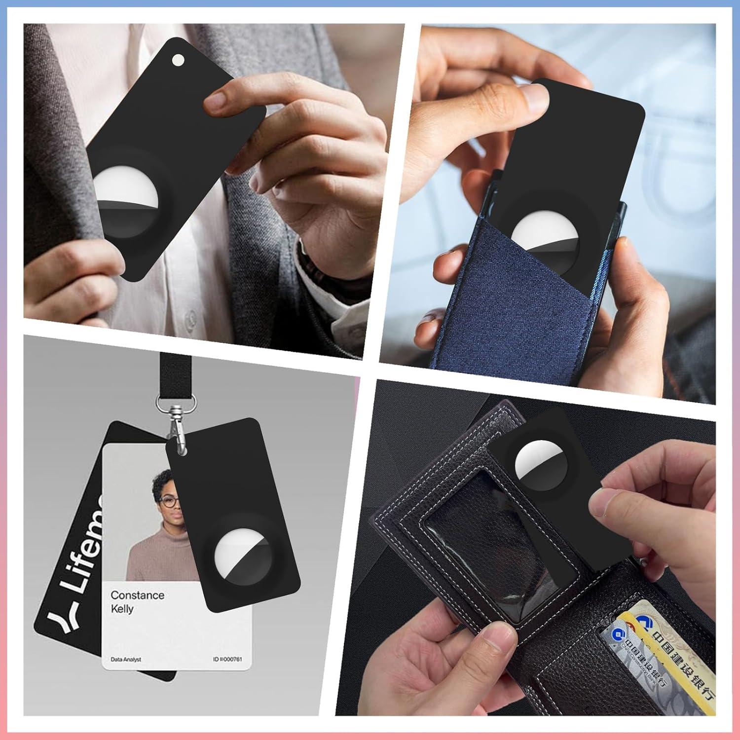 Airtag Wallet Holder, Ultra Thin Airtag Wallet Card Case for Apple Air tag, Slim Wallet Airtag Holder for Purse, Handbags, Backpack Wallet, Clutch Bag(Black)