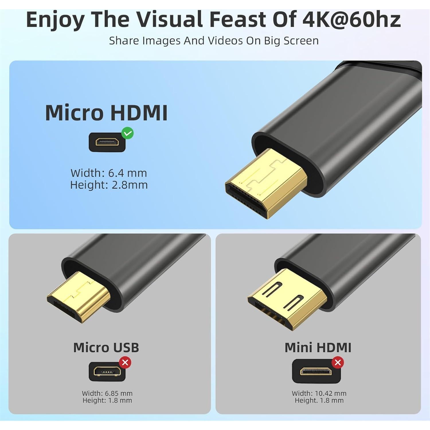 Adaptador Micro HDMI a HDMI 4K 60Hz - Noblefull