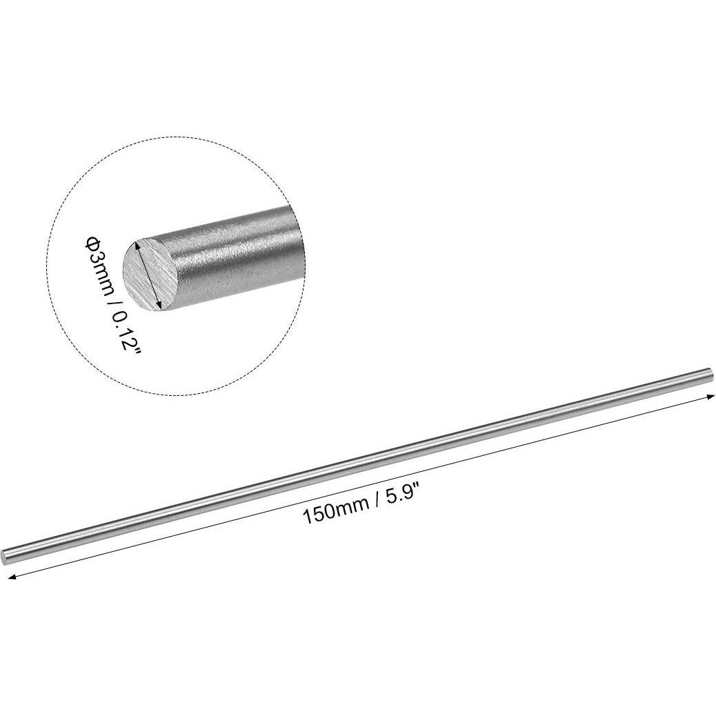 Barra de Acero Redonda HSS 3mm x 150mm uxcell - 2 Piezas