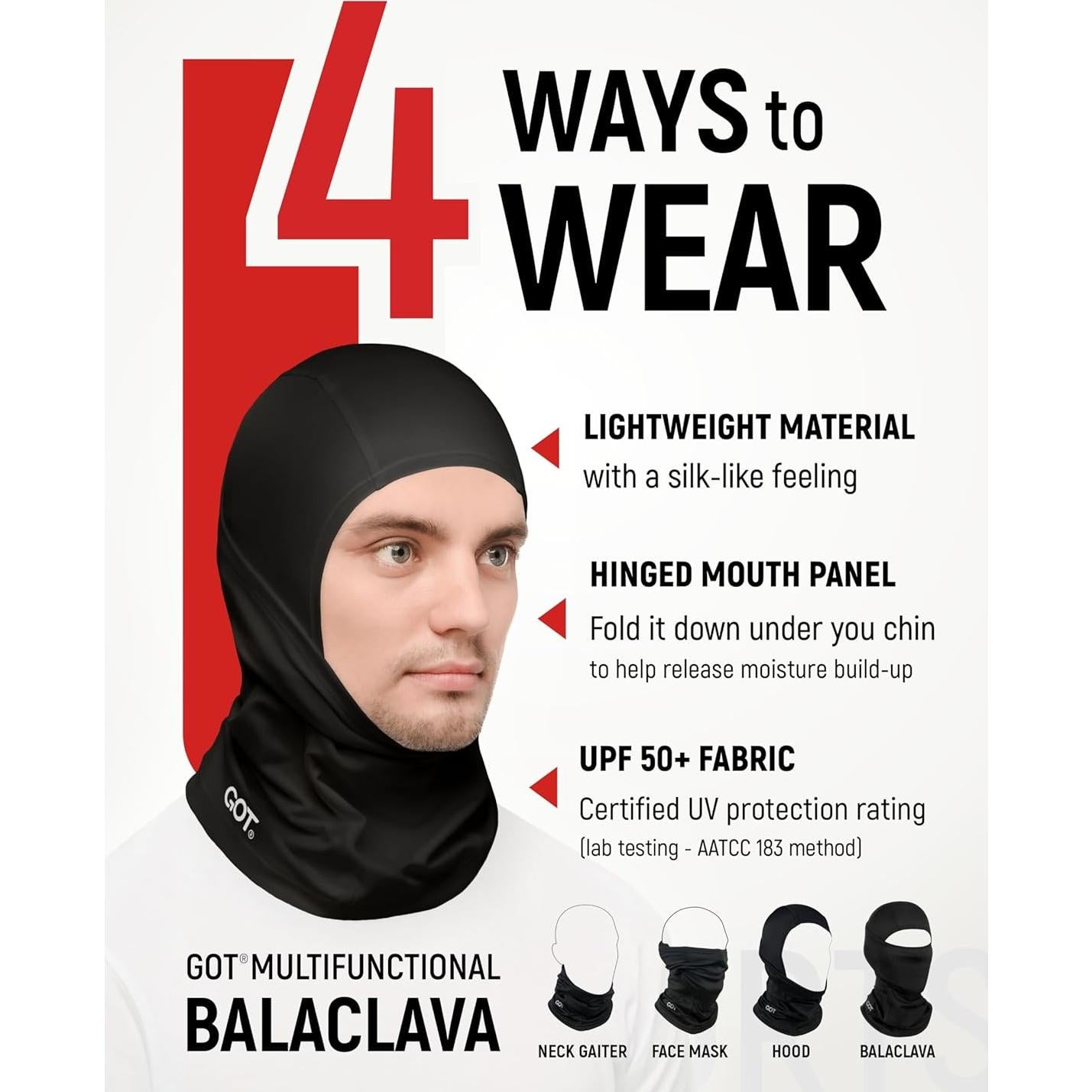 Balaclava GOT Sports UPF 50+ para Esquí y Motocicleta