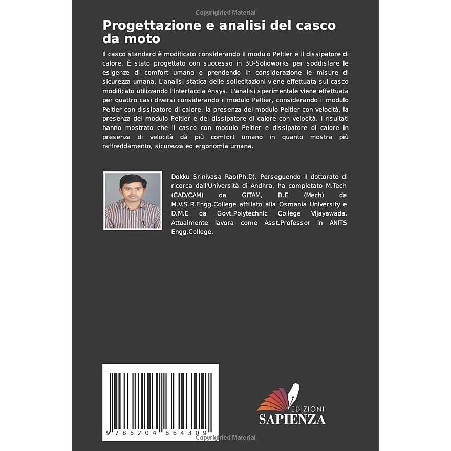 Progettazione e analisi del casco da moto (Italian Edition)
