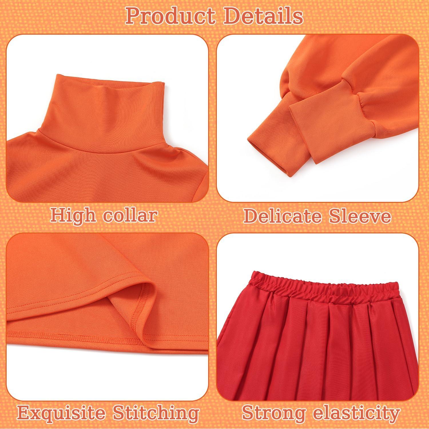 Disfraz de Velma Adulto Mosong con Top Corto y Falda Roja