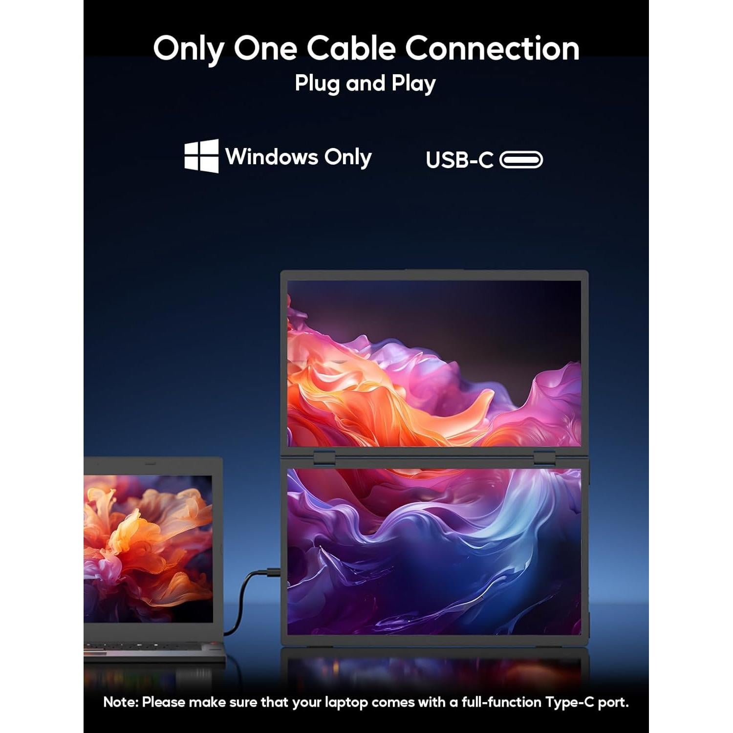 Extensor de Pantalla ZSCMALLS 15.6" 1080P USB-C Plegable