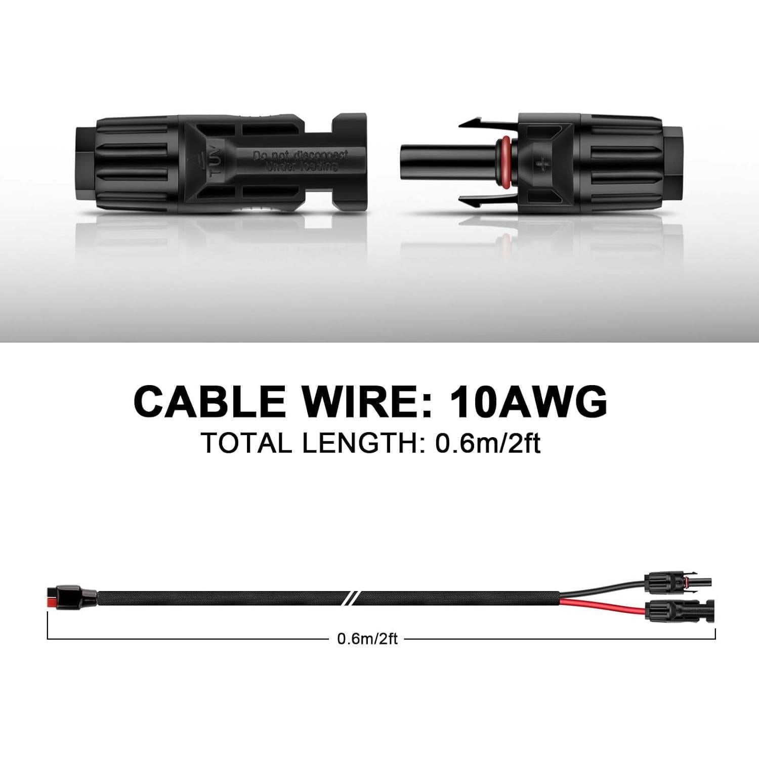 iGreely Conector Kits Cable Solar 10AWG 60cm Macho a Macho