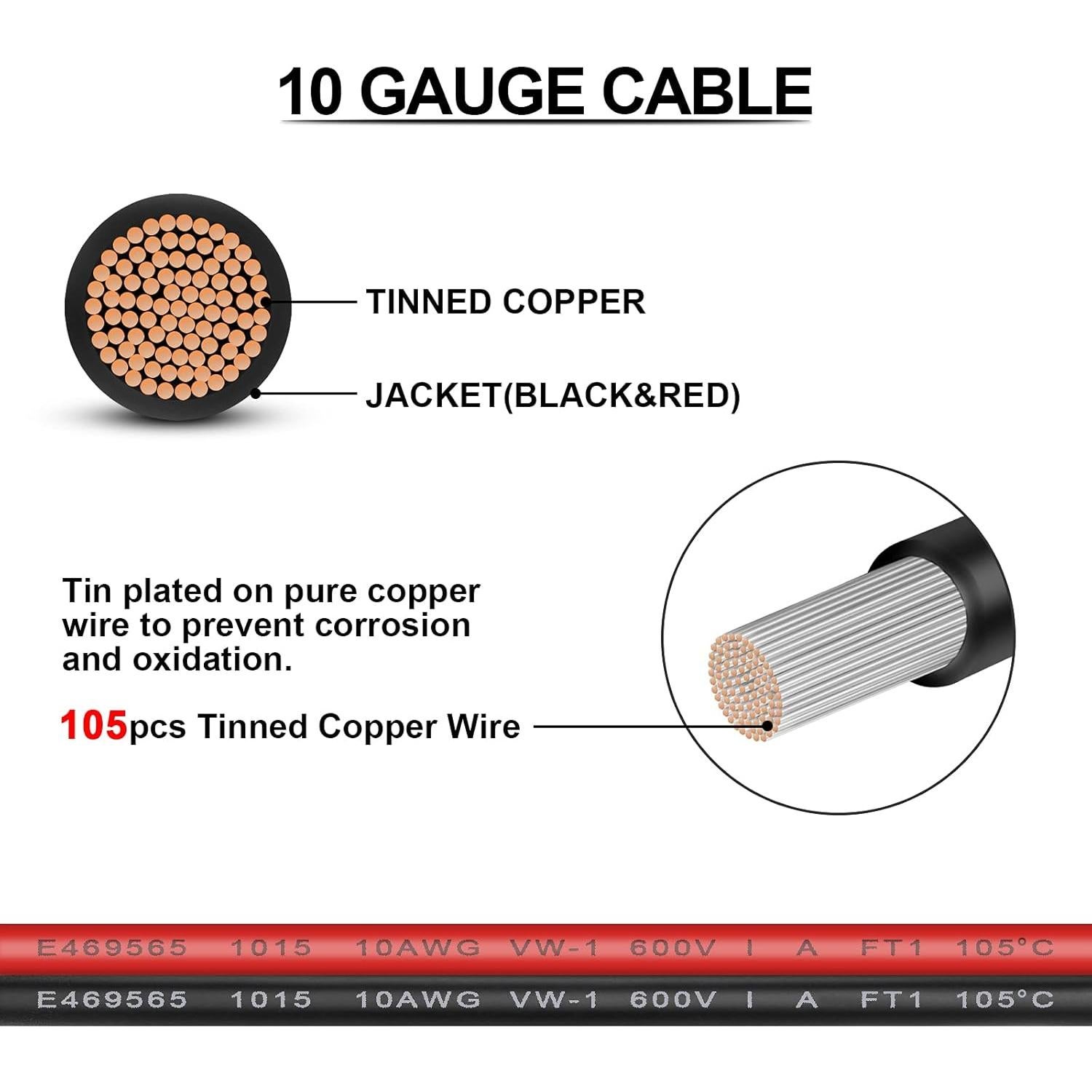 iGreely Conector Kits Cable Solar 10AWG 60cm Macho a Macho